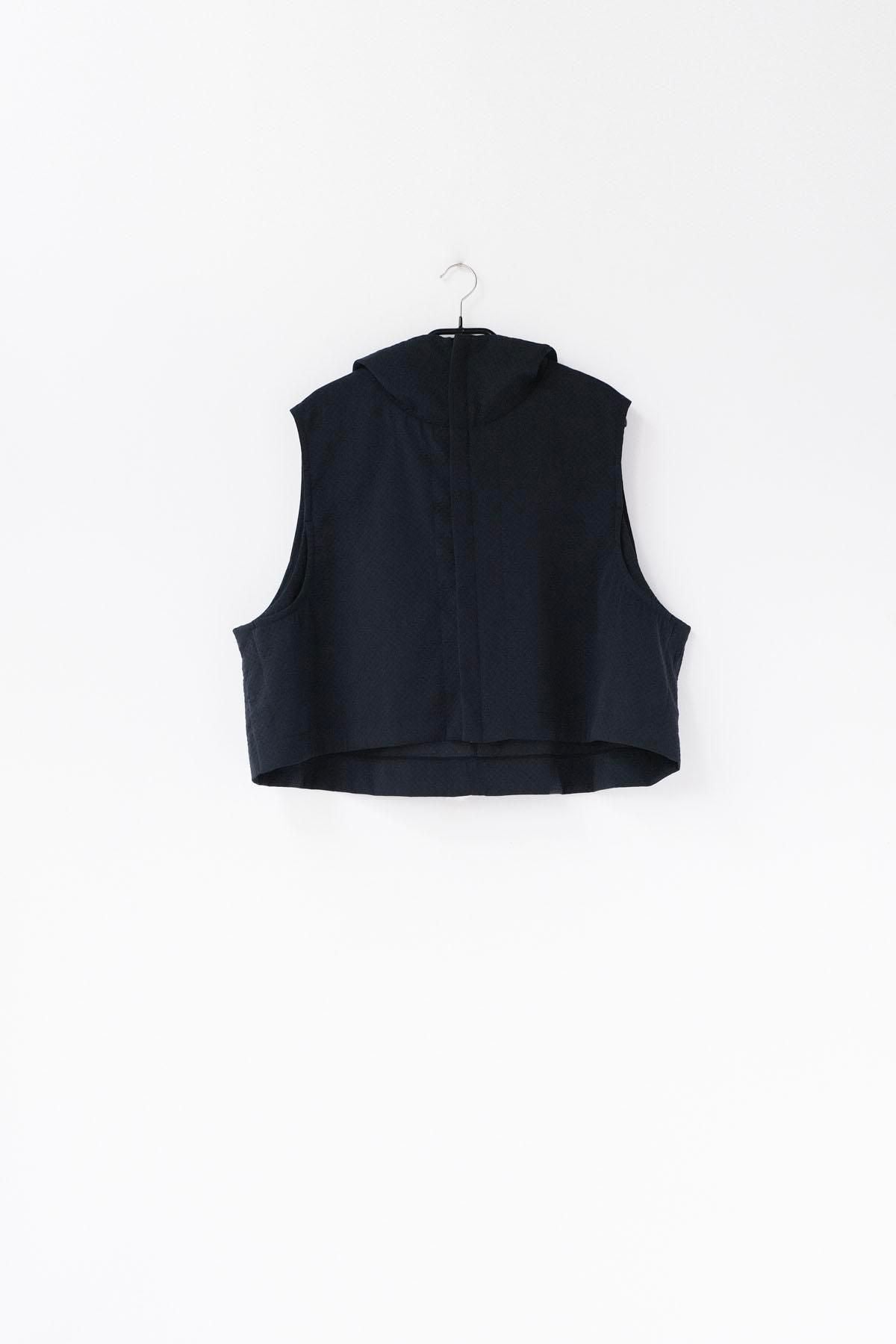 ナイロンストレッチ・ダイヤ　ショートフーディベスト / Black［size 3_］