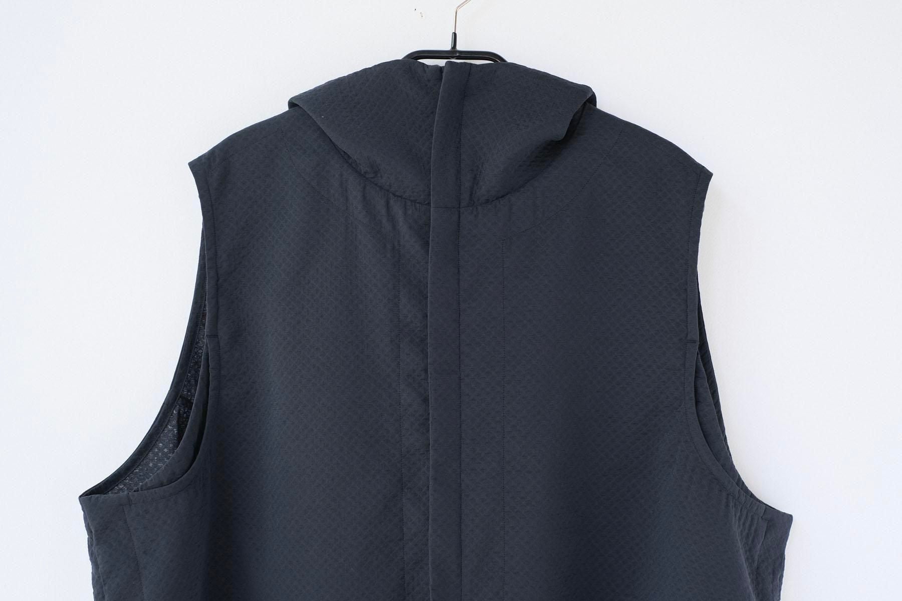 ナイロンストレッチ・ダイヤ　ショートフーディベスト / Black［size 3_］