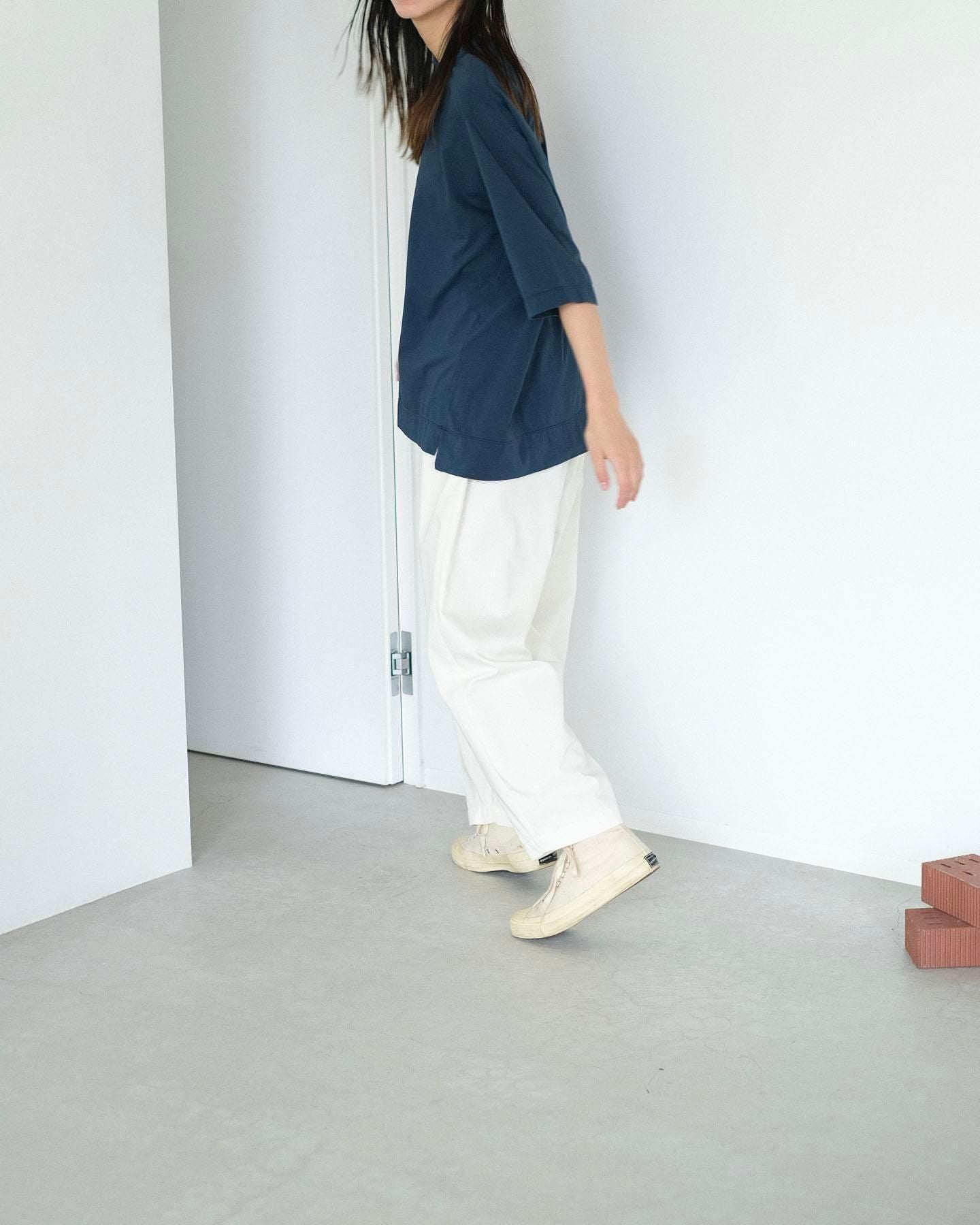 コットンポーラル天竺　クルーネックT / Shadow Blue［size 3_］