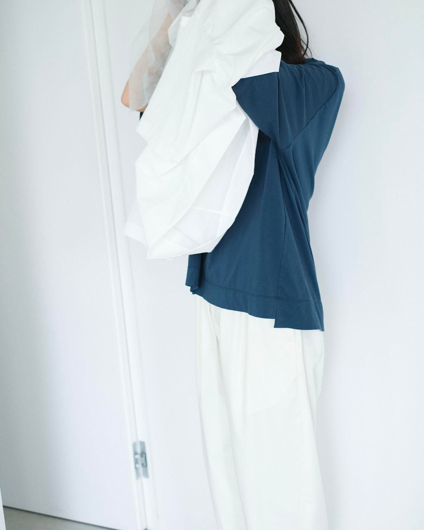 コットンポーラル天竺　クルーネックT / Shadow Blue［size 3_］