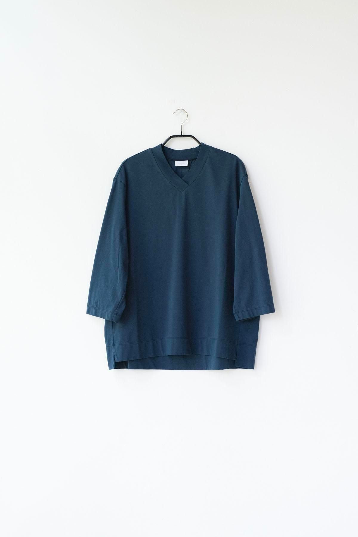 コットンポーラル天竺　クロスオーバーVネックT / Shadow Blue［size 3_］