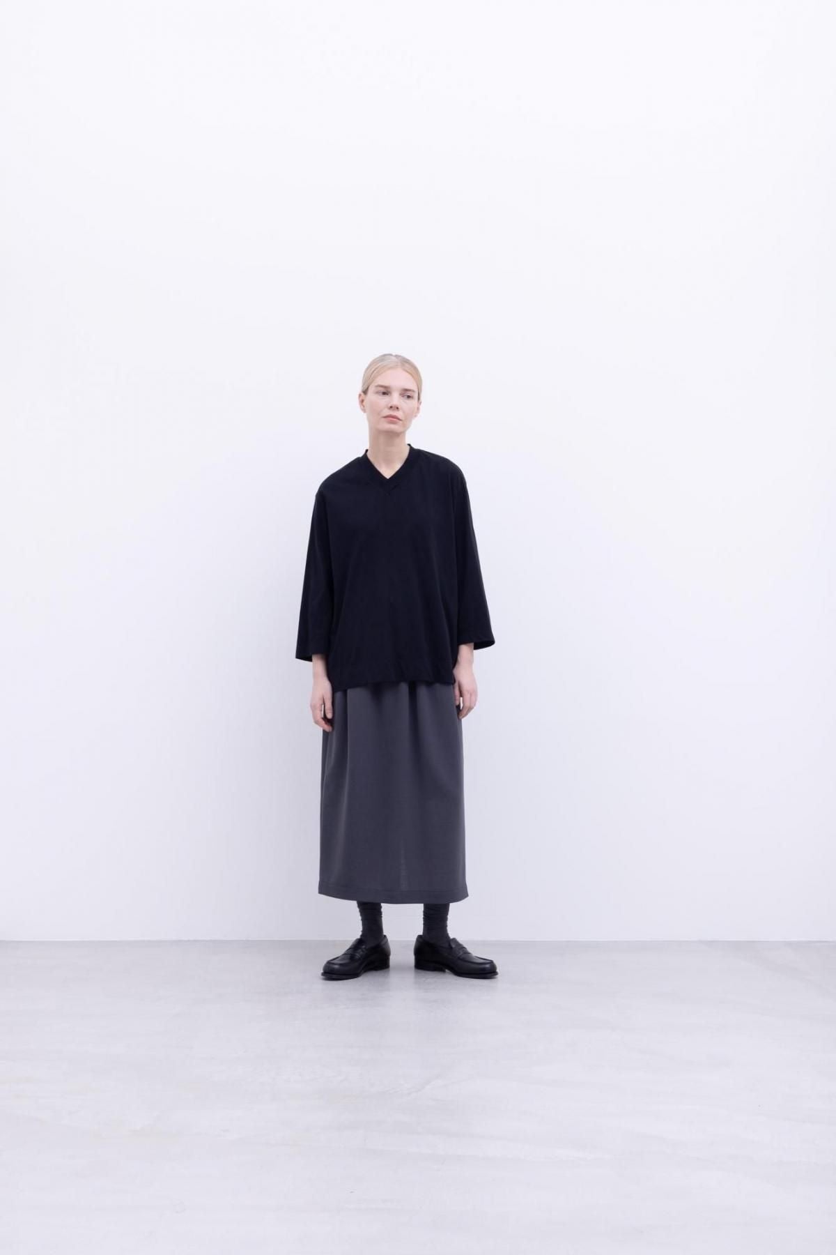 コットンポーラル天竺　クロスオーバーVネックT / Shadow Blue［size 3_］