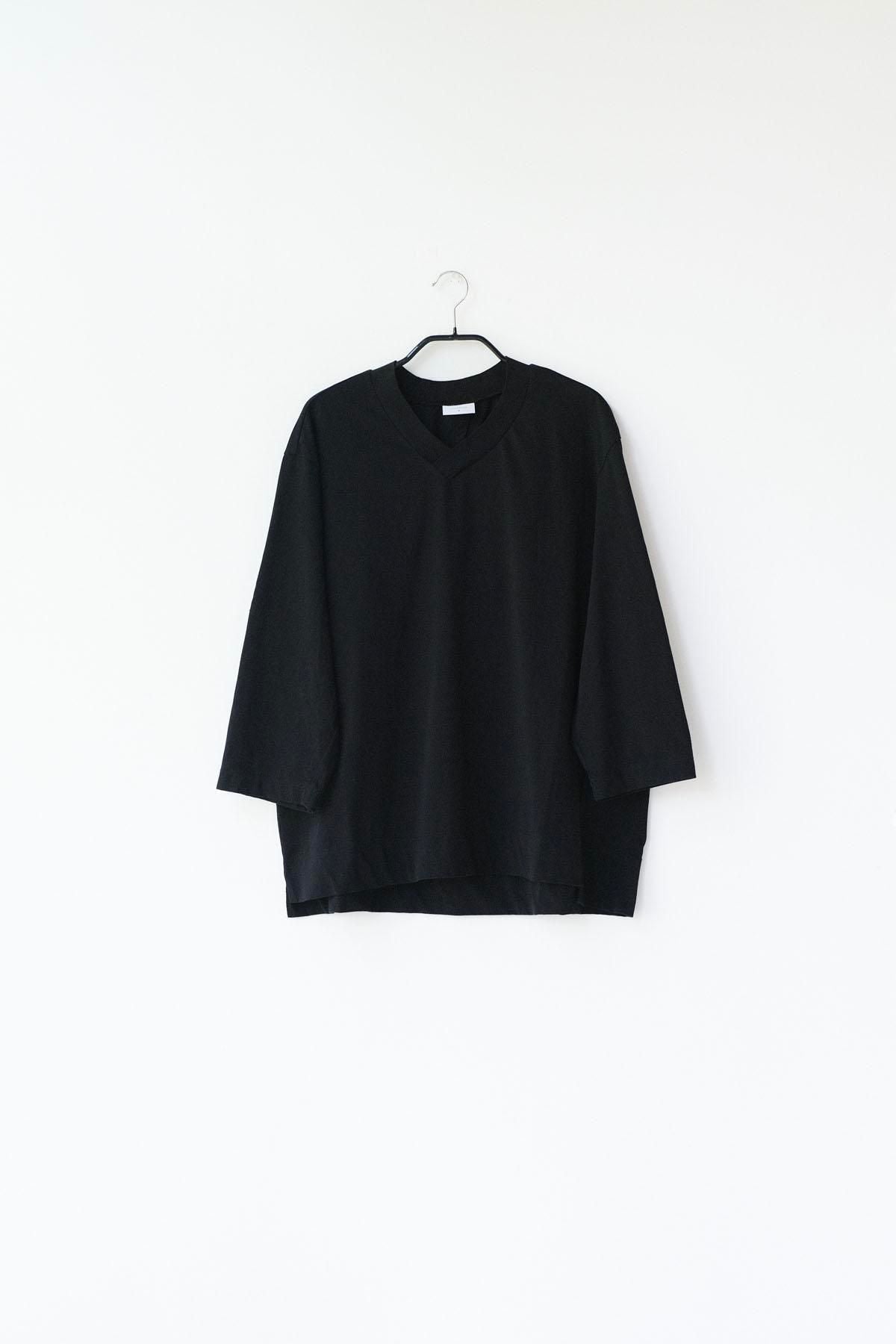 コットンポーラル天竺　クロスオーバーVネックT / Black［size 3_］