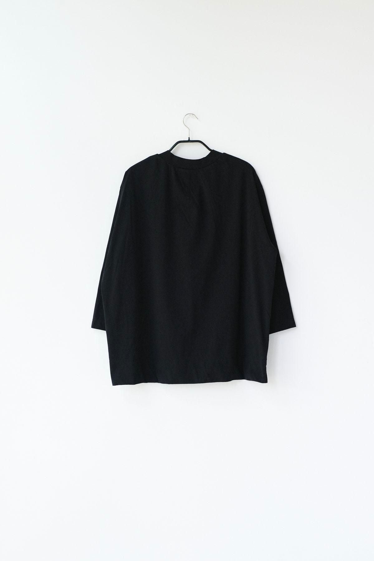 コットンポーラル天竺　クロスオーバーVネックT / Black［size 3_］