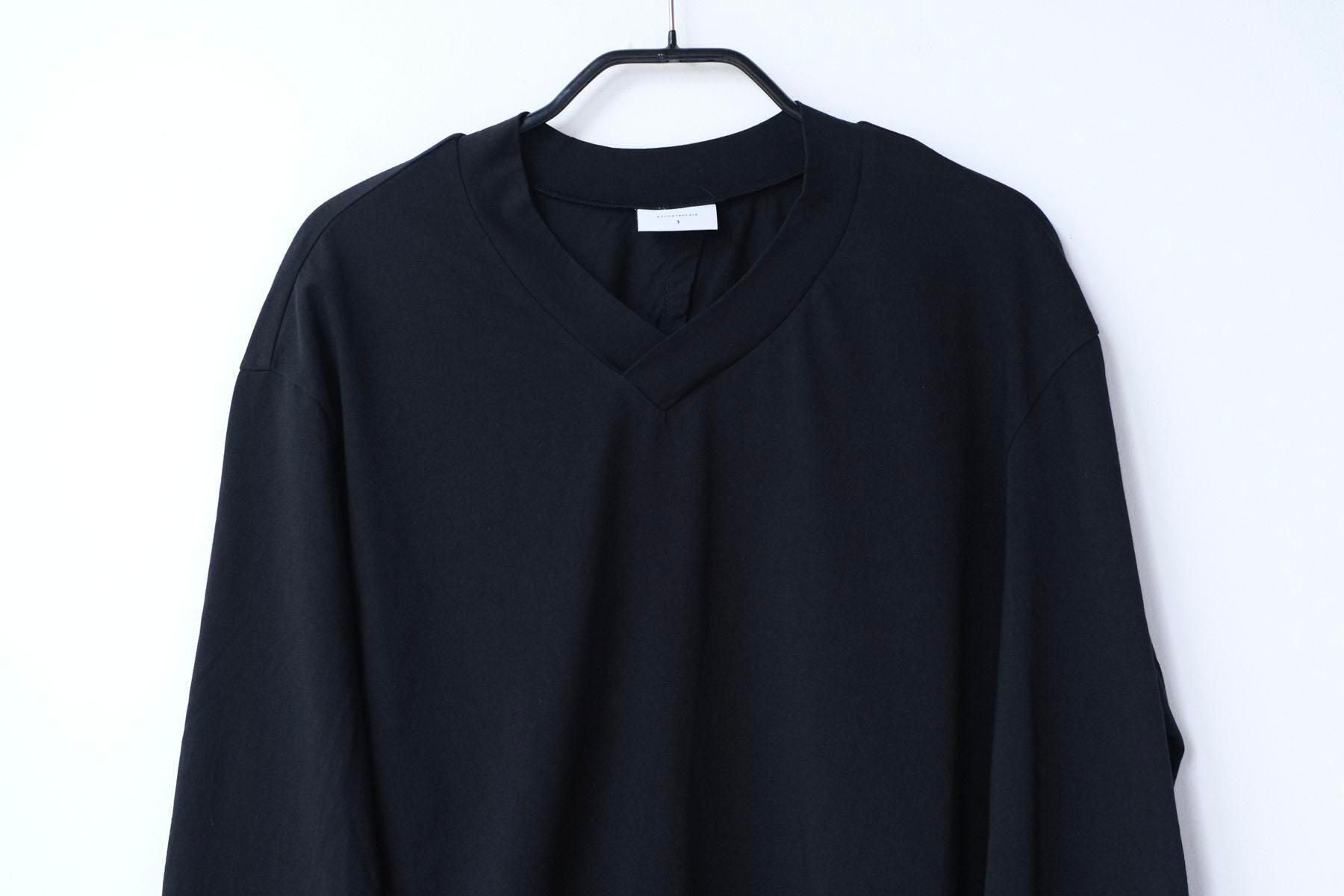 コットンポーラル天竺　クロスオーバーVネックT / Black［size 3_］
