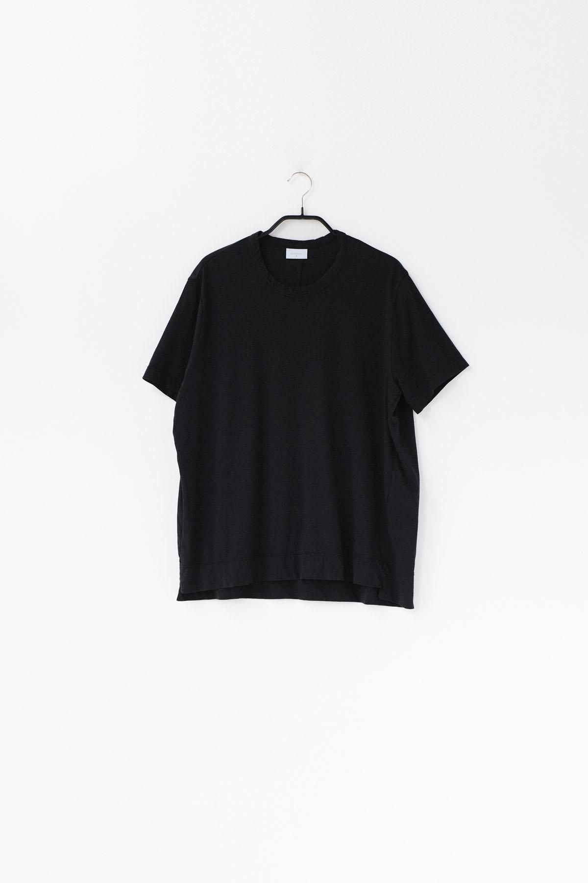 120 / 2 王妃綿・天竺　4分袖 クルーネックT / Black