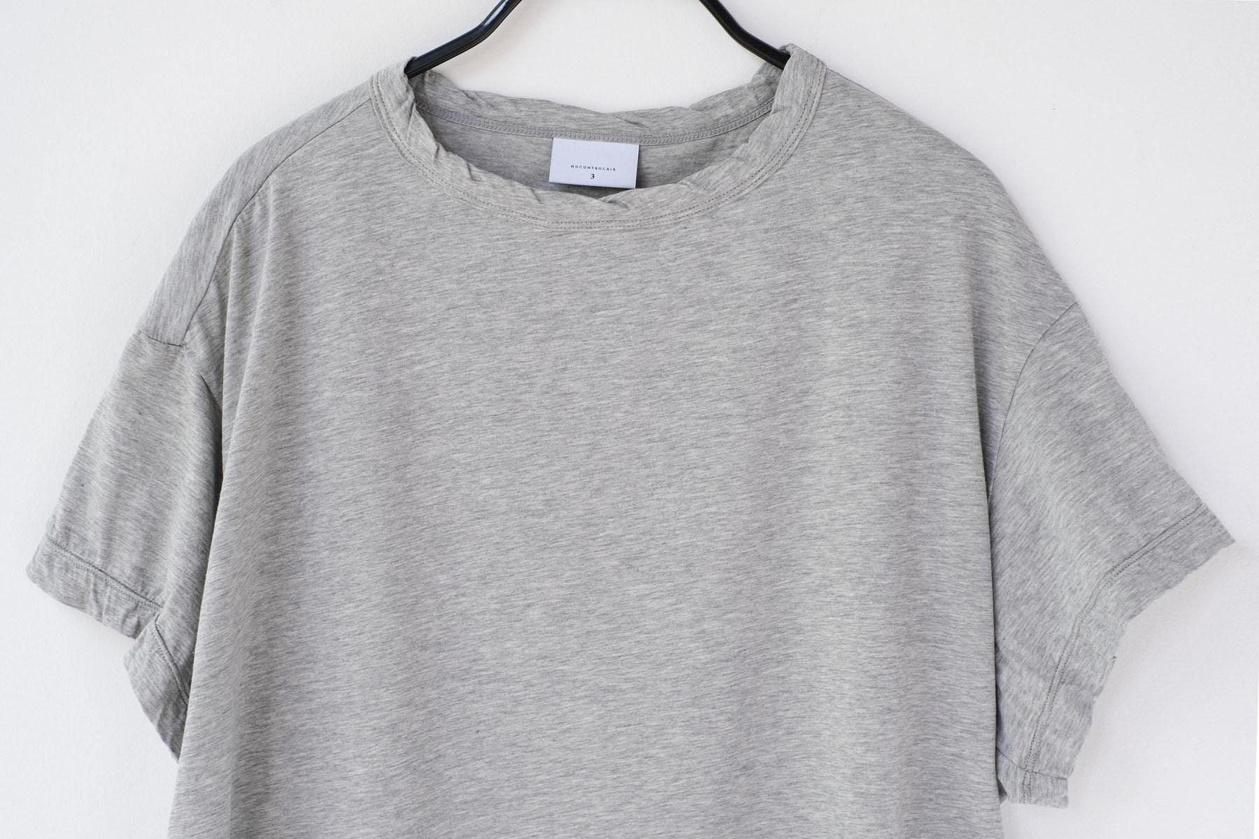 120 / 2 王妃綿・天竺　3分袖 ラウンドネックT / Light Grey