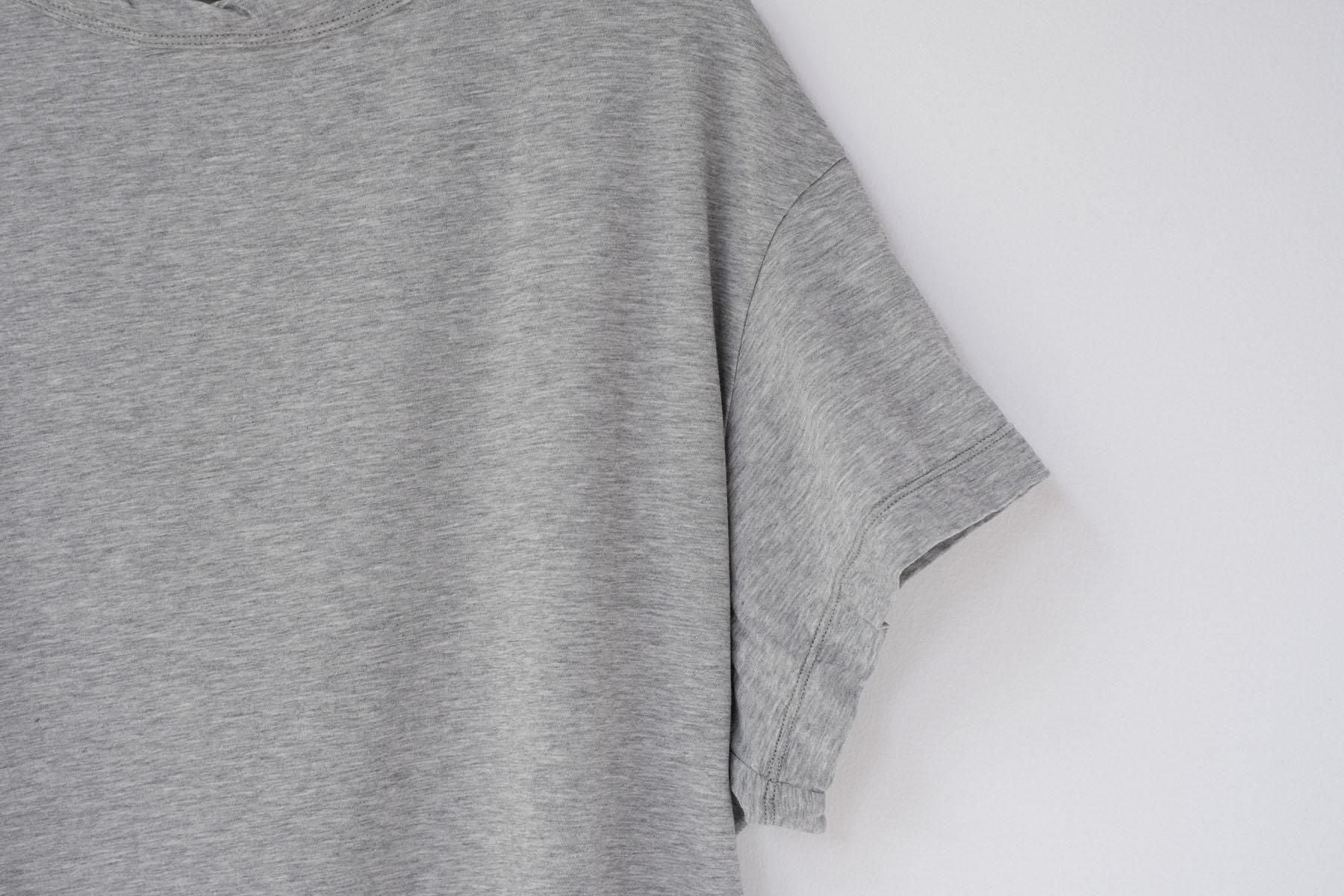 120 / 2 王妃綿・天竺　3分袖 ラウンドネックT / Light Grey