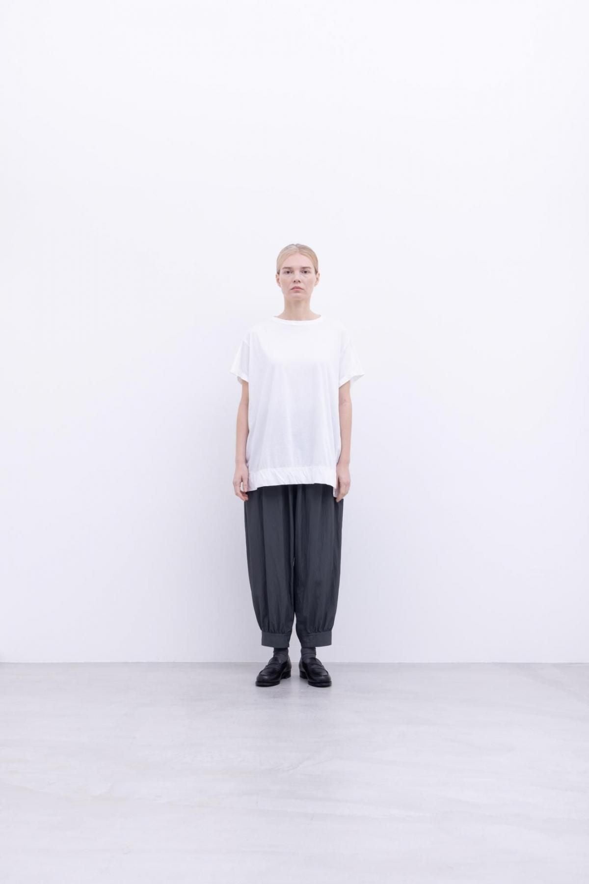 120 / 2 王妃綿・天竺　3分袖 ラウンドネックT / Light Grey