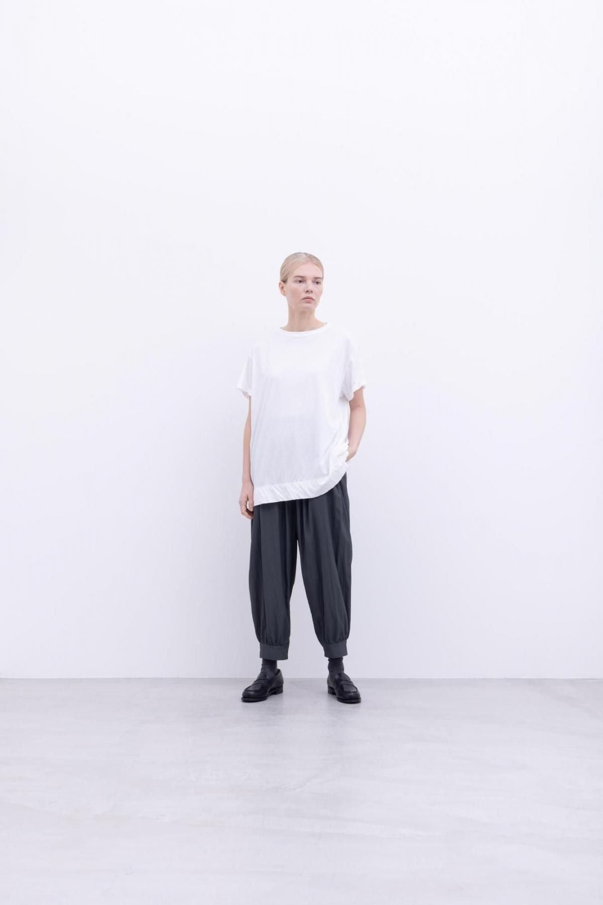 120 / 2 王妃綿・天竺　3分袖 ラウンドネックT / Light Grey