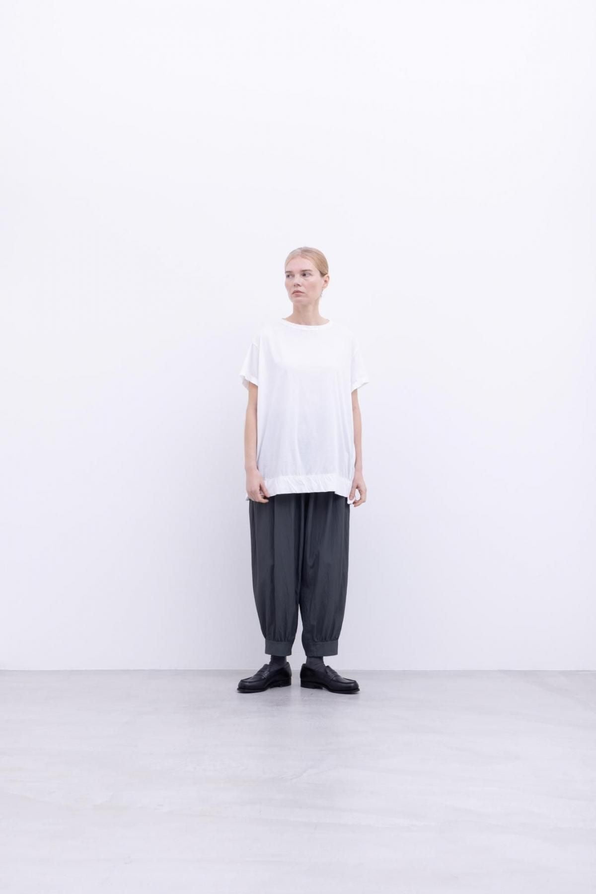 120 / 2 王妃綿・天竺　3分袖 ラウンドネックT / Light Grey