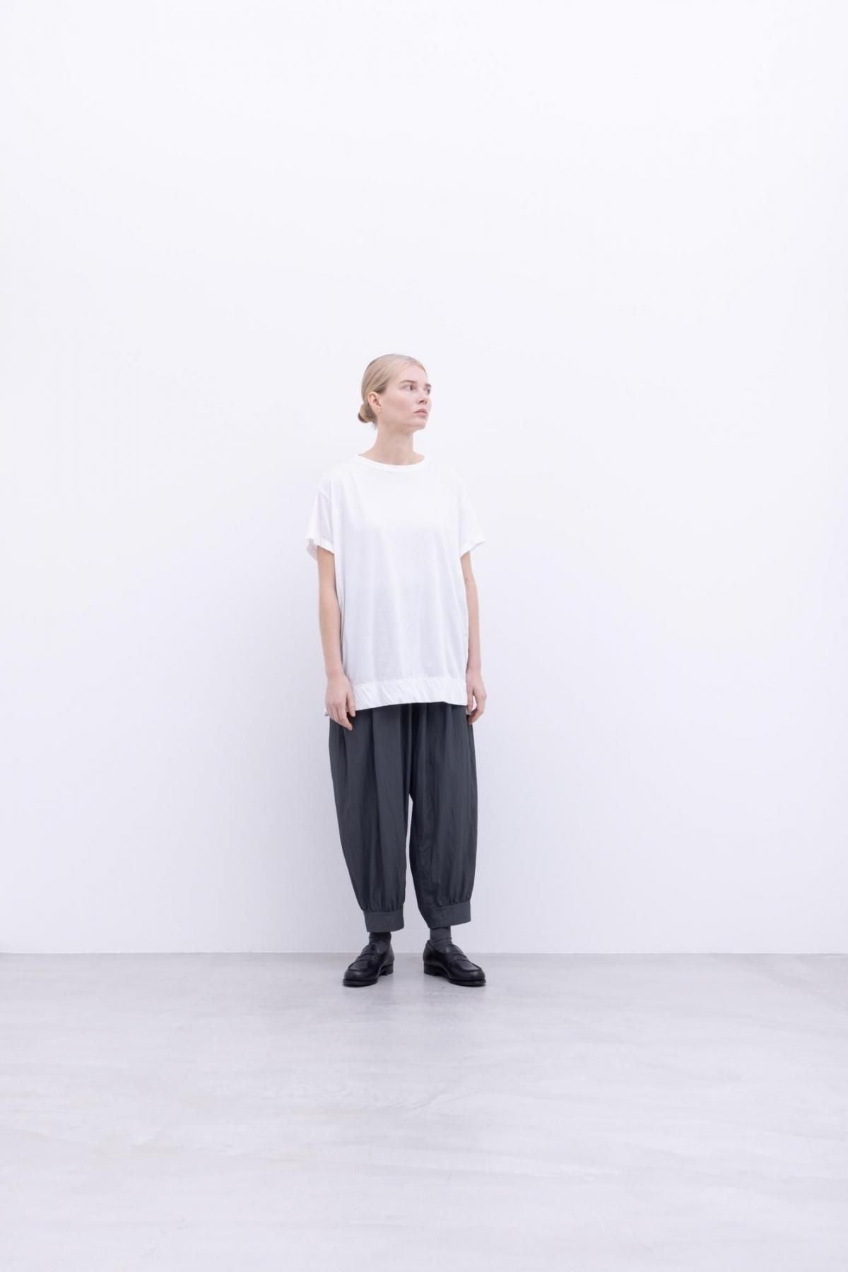 120 / 2 王妃綿・天竺　3分袖 ラウンドネックT / Light Grey