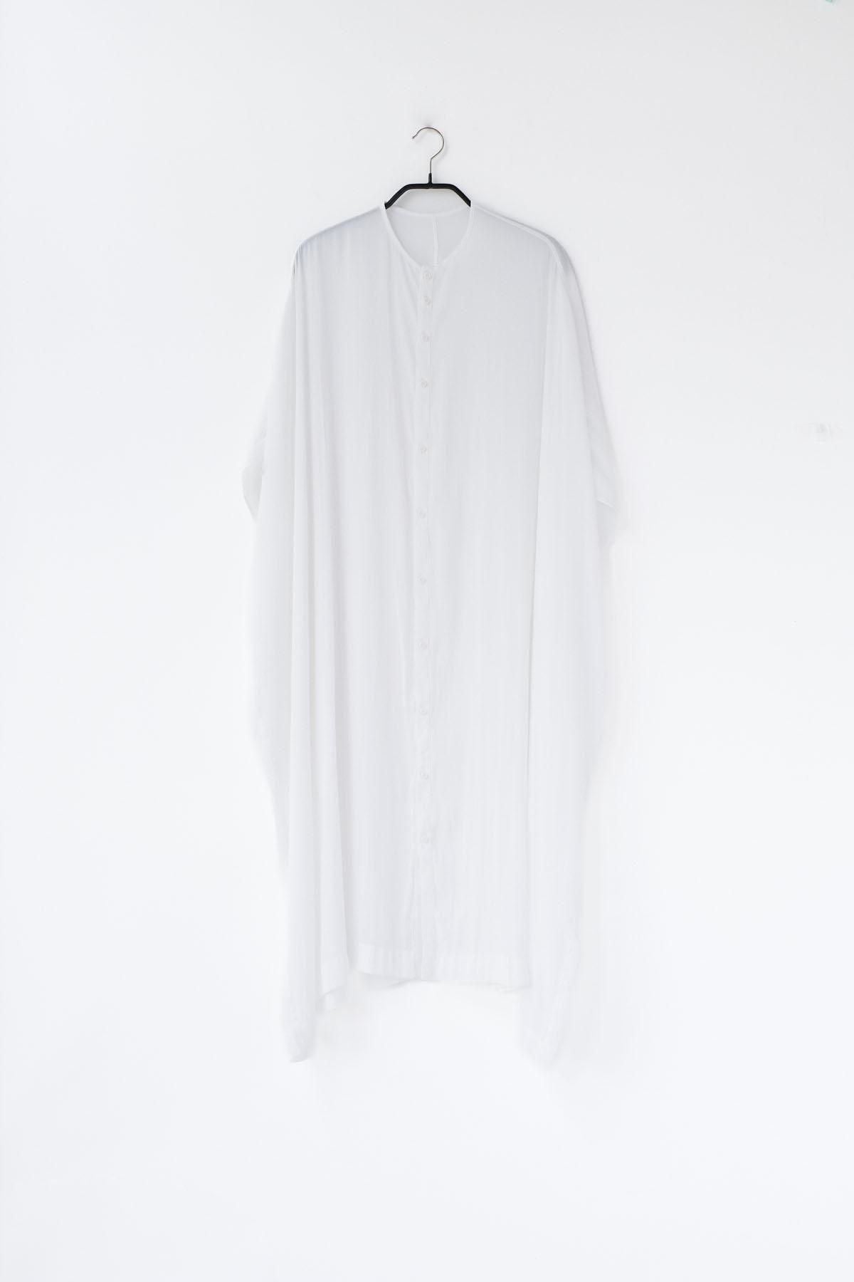 強撚割繊ポリエステルワッシャー　ノーカラーワンピース / Off White［size 2_］
