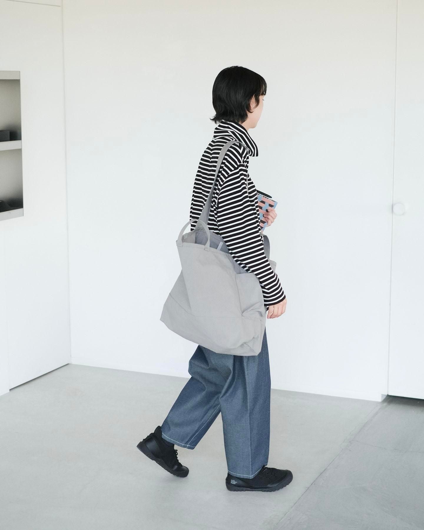 微強撚綿天竺　タートルネックロンT / BK base × WH bd［size M］