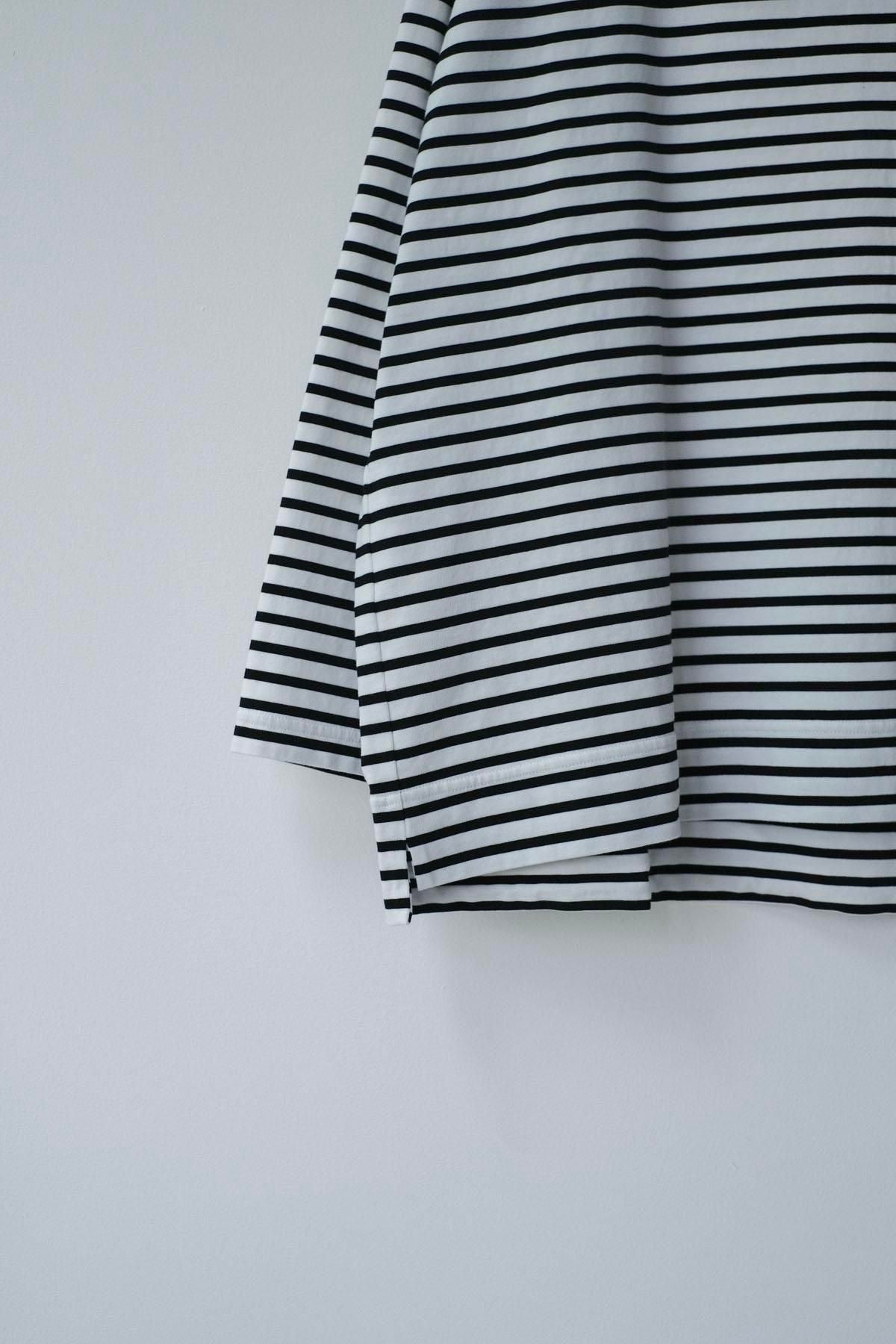 微強撚綿天竺　タートルネックロンT / WH base × BK bd［size M］