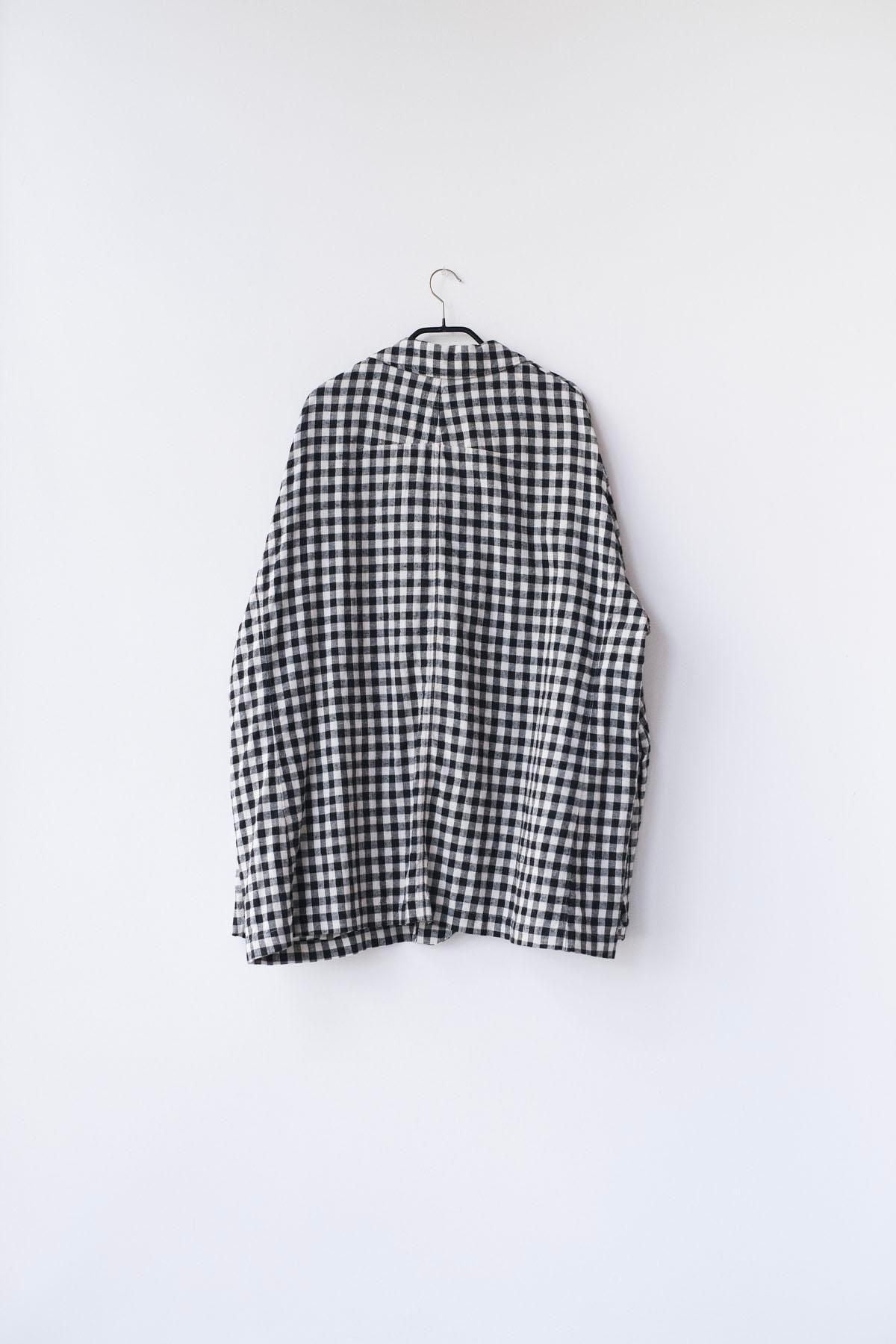 コットン＆リネン・チェック シーチング　テーラードジャケット［size S］