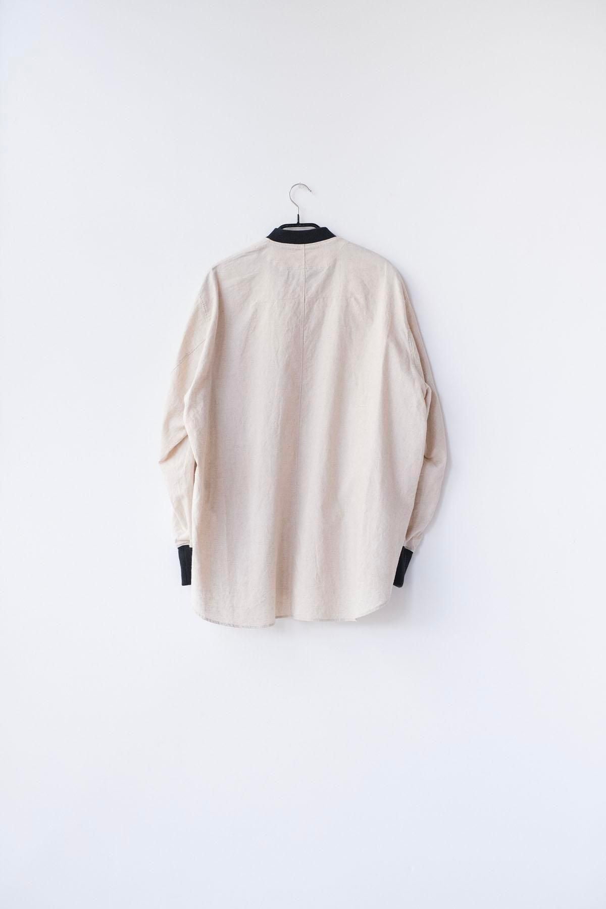 コットン＆リネン・プレーンシーチング　リブシャツ / Natural ［size XS］
