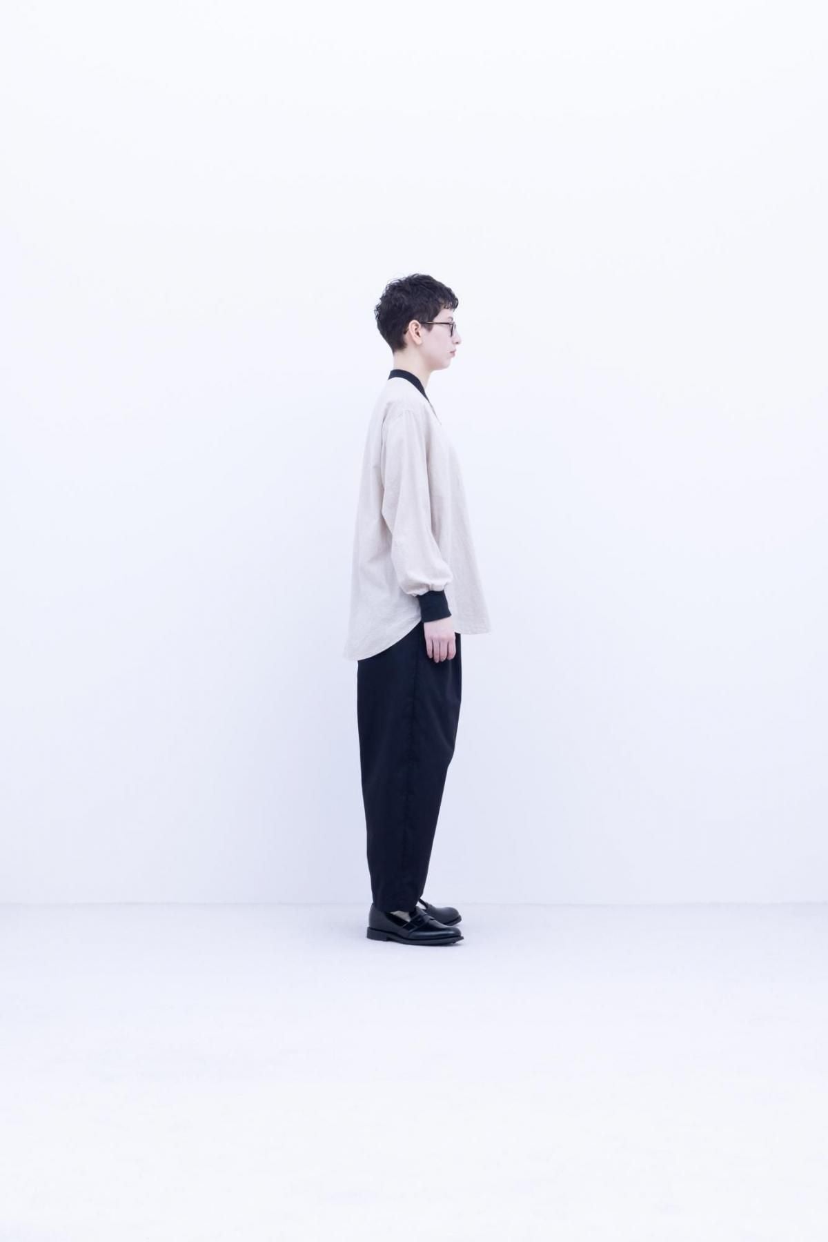 コットン＆リネン・プレーンシーチング　リブシャツ / Natural ［size XS］
