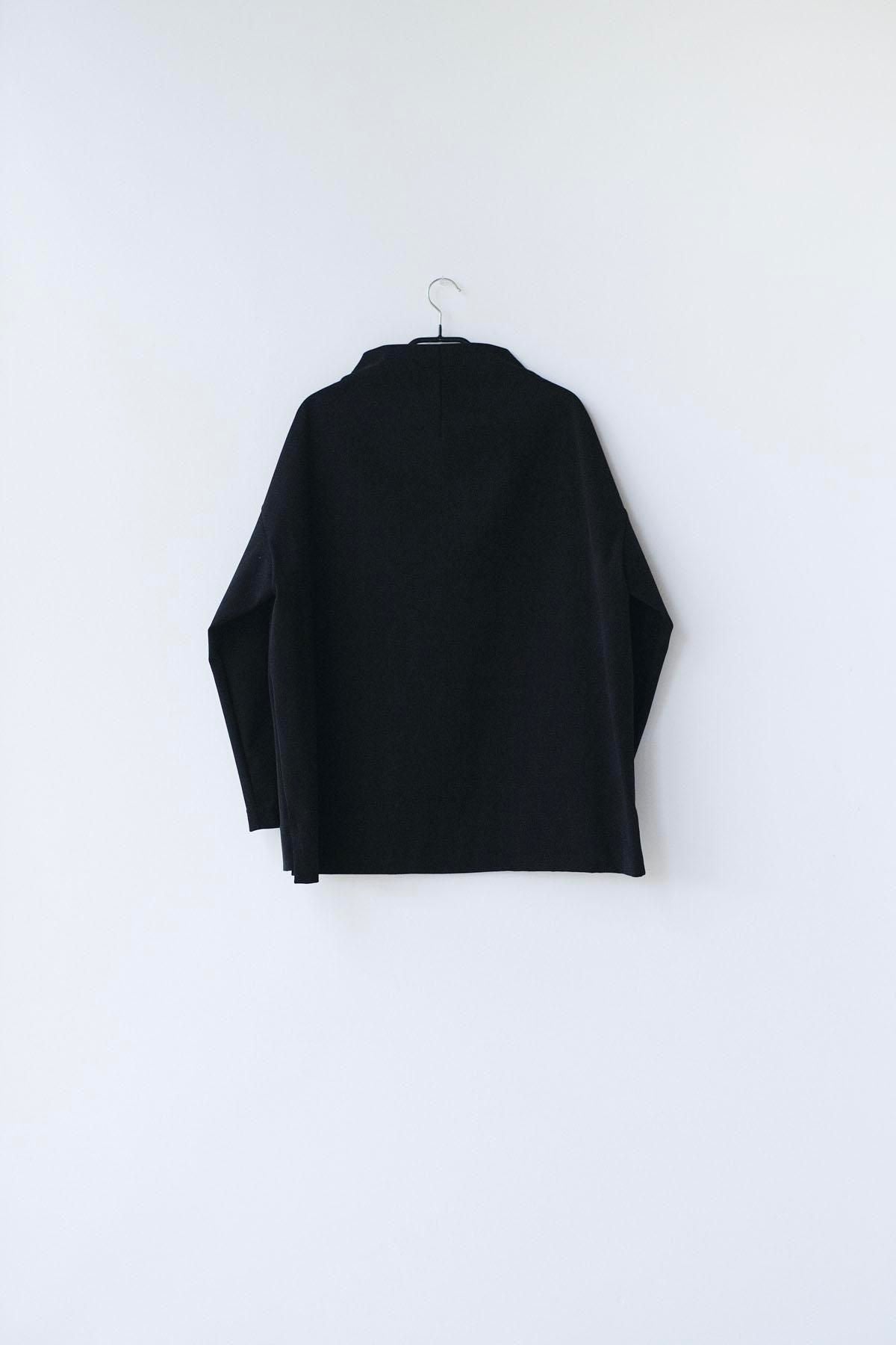 ポリエステル経編コーデュロイ　ボトルネックカットソー / Black［size XS］