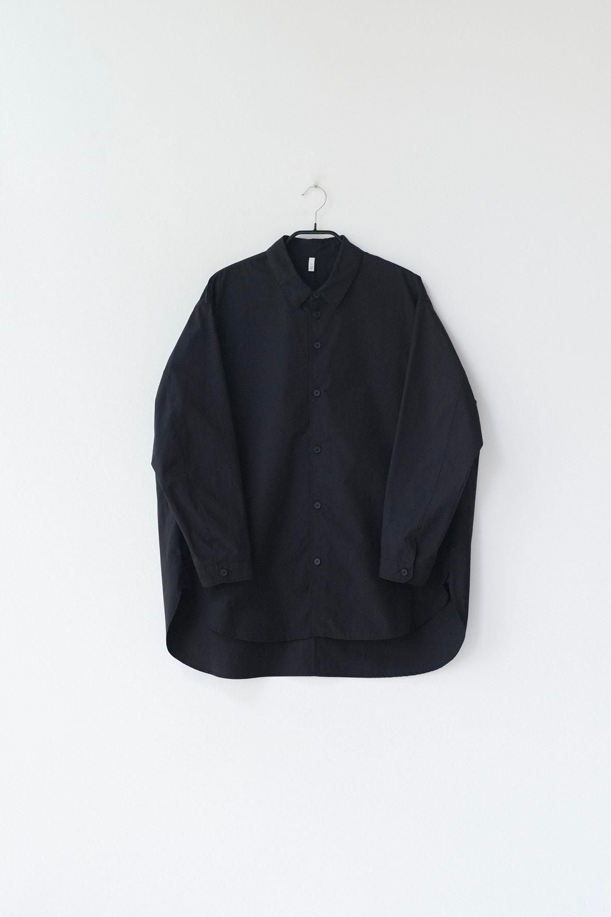 コットン・ ポリコア タイプライター・台襟付きシャツカラー / Black［size M］