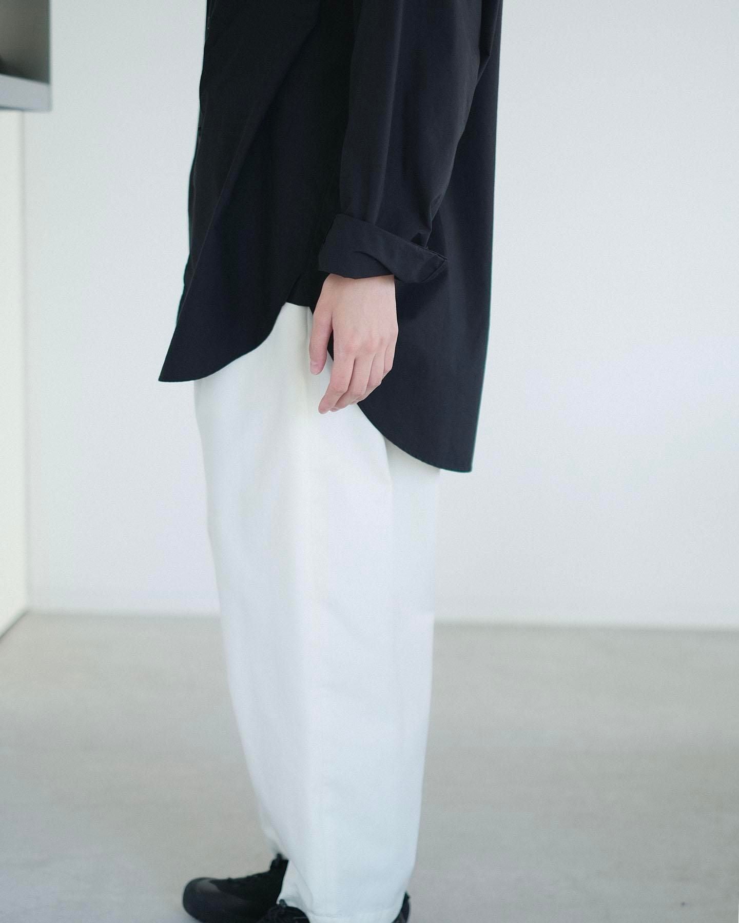 コットン・ ポリコア タイプライター・台襟付きシャツカラー / Black［size M］