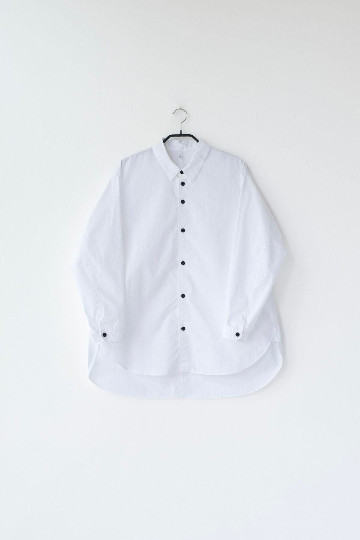 コットン・ ポリコア タイプライター・台襟付きシャツカラー / Off White［size XS］