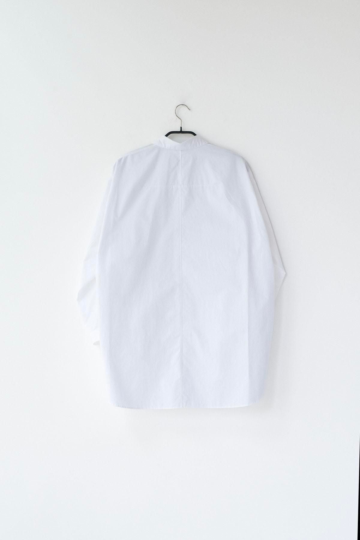 コットン・ ポリコア タイプライター・台襟付きシャツカラー / Off White［size XS］