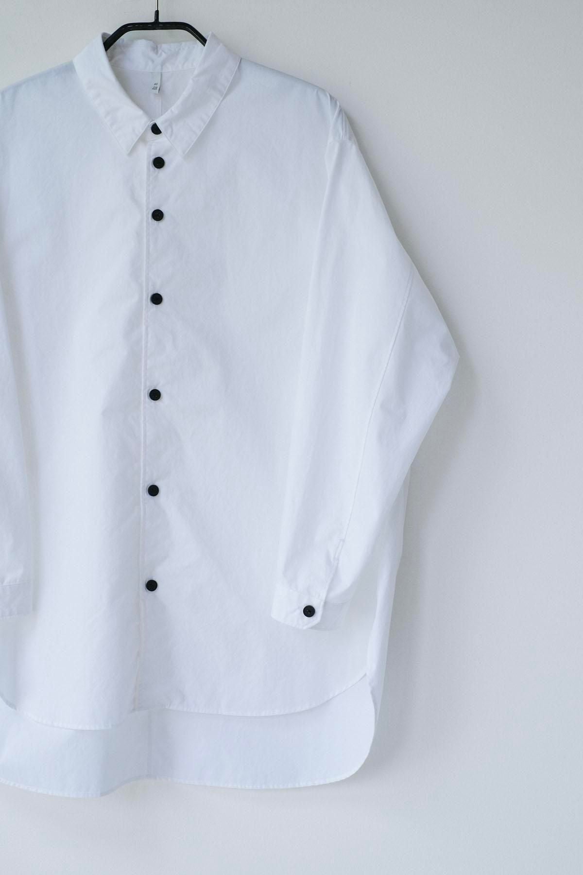 コットン・ ポリコア タイプライター・台襟付きシャツカラー / Off White［size XS］