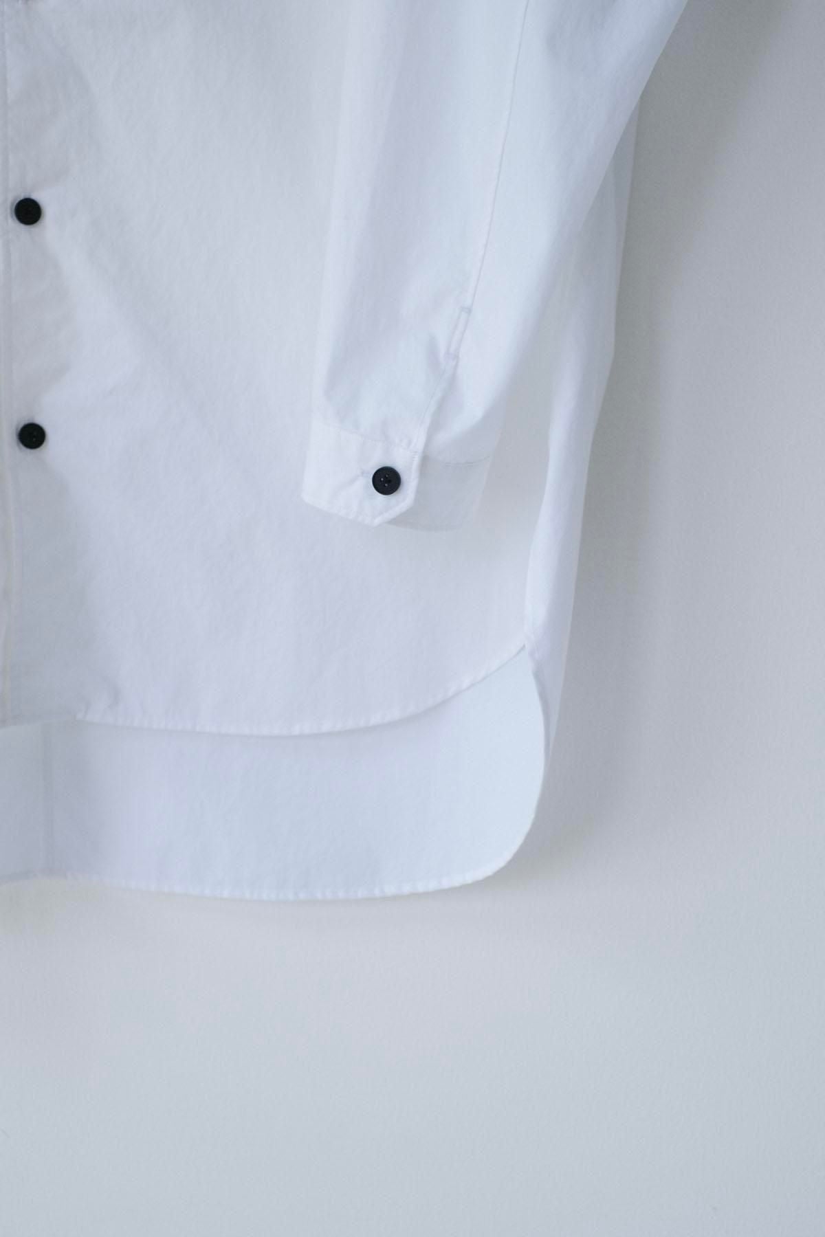 コットン・ ポリコア タイプライター・台襟付きシャツカラー / Off White［size XS］