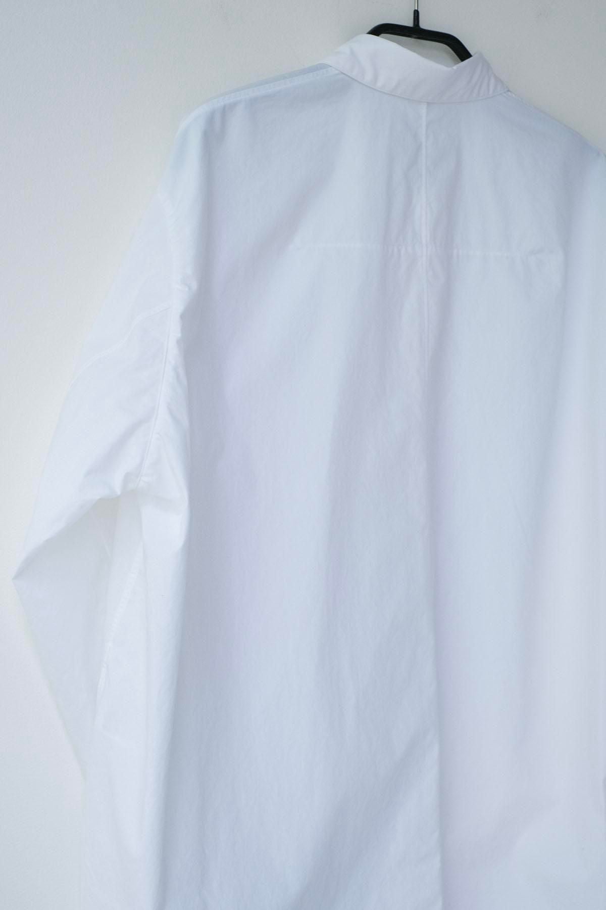 コットン・ ポリコア タイプライター・台襟付きシャツカラー / Off White［size XS］