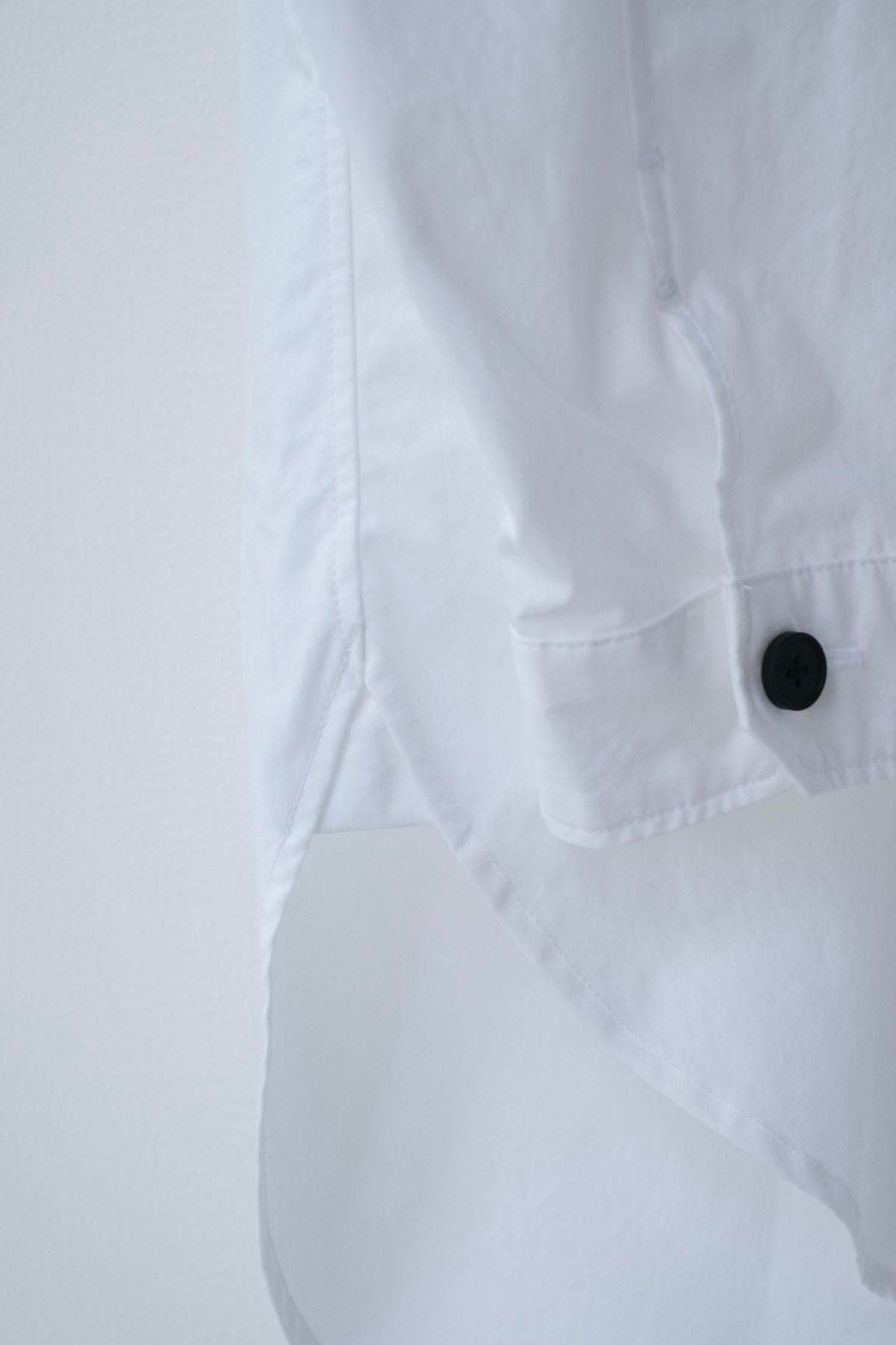 コットン・ ポリコア タイプライター・台襟付きシャツカラー / Off White［size XS］