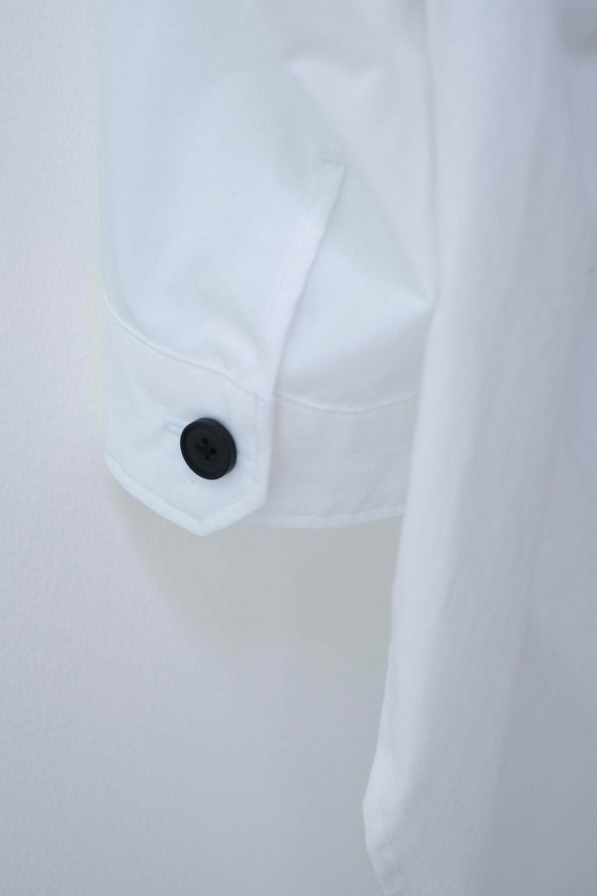 コットン・ ポリコア タイプライター・台襟付きシャツカラー / Off White［size XS］