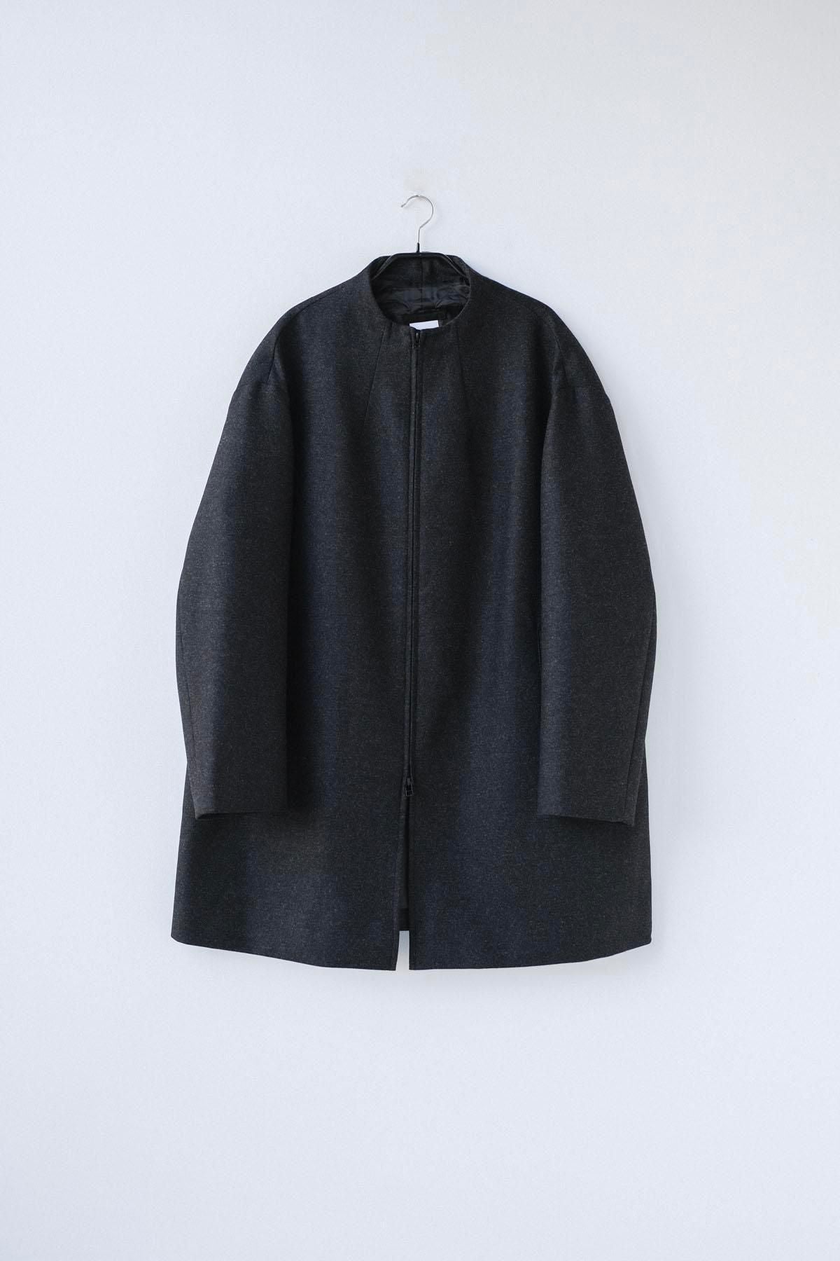 ウール・スタンダードフラノ　ボトルネックコート / Dark Grey top［size 4_］