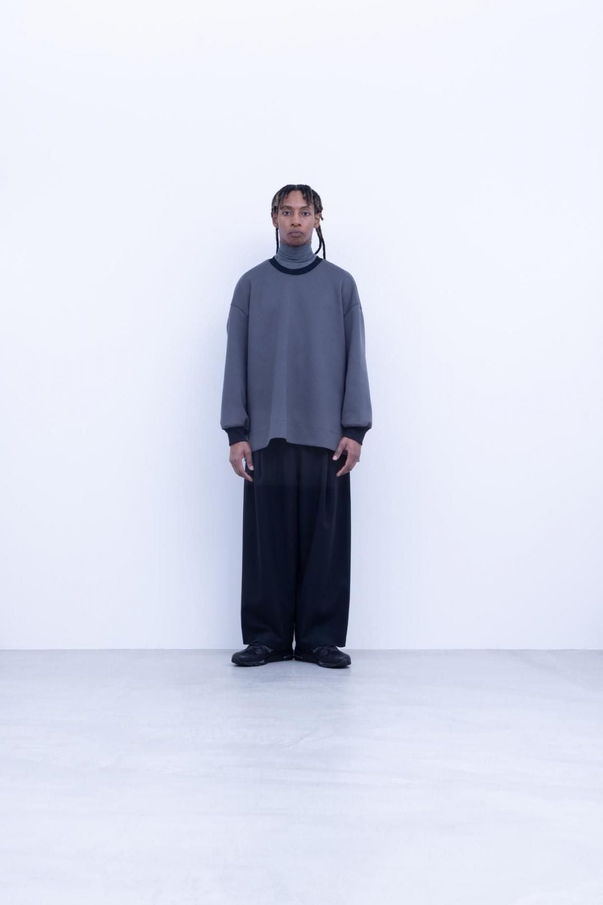 ポリエステル・スプリンギィ　ダンボールニット クルーネックプルオーバー / Blue Grey［size 5_］