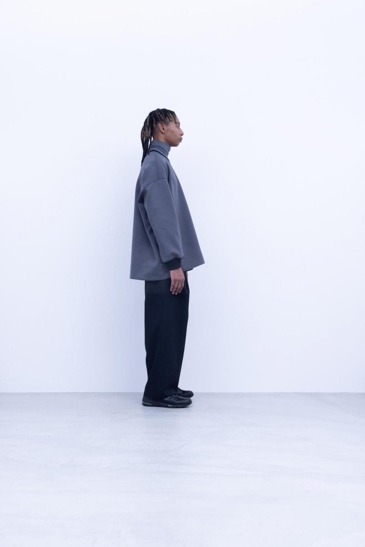 ポリエステル・スプリンギィ　ダンボールニット クルーネックプルオーバー / Blue Grey［size 5_］