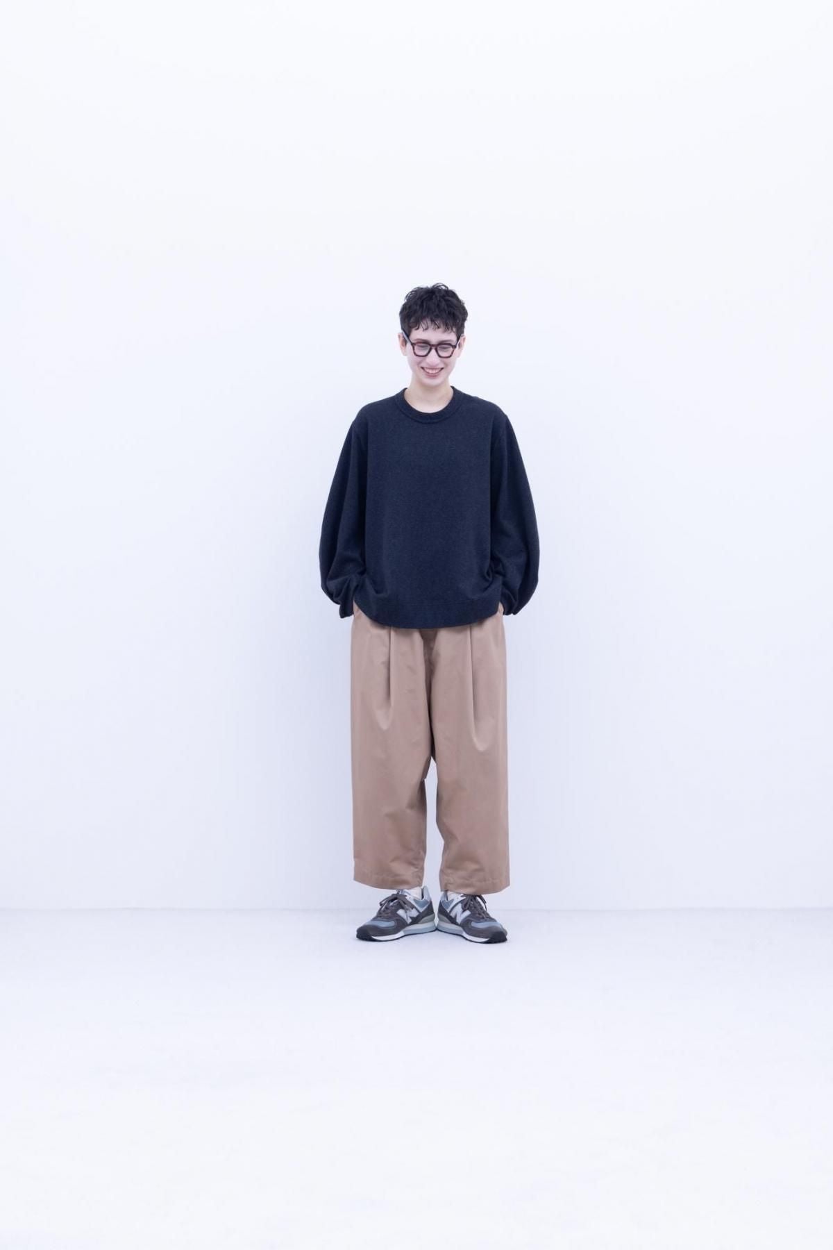 ウール＆コットン・ツイルJQニット ダブルニット / Dark Grey mix［size XS］