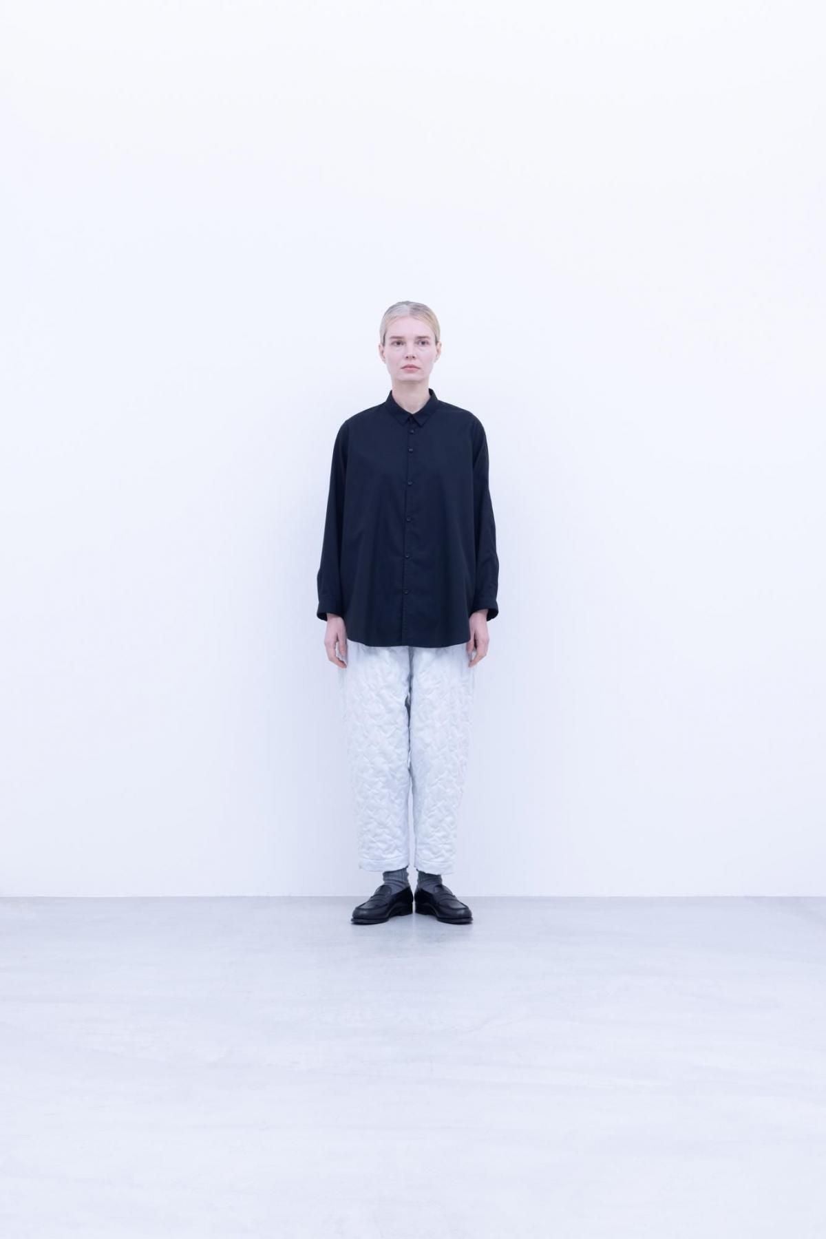 ポリエステル＆レーヨン・クリア ツイル　襟付きシャツ / Black［size 3_］