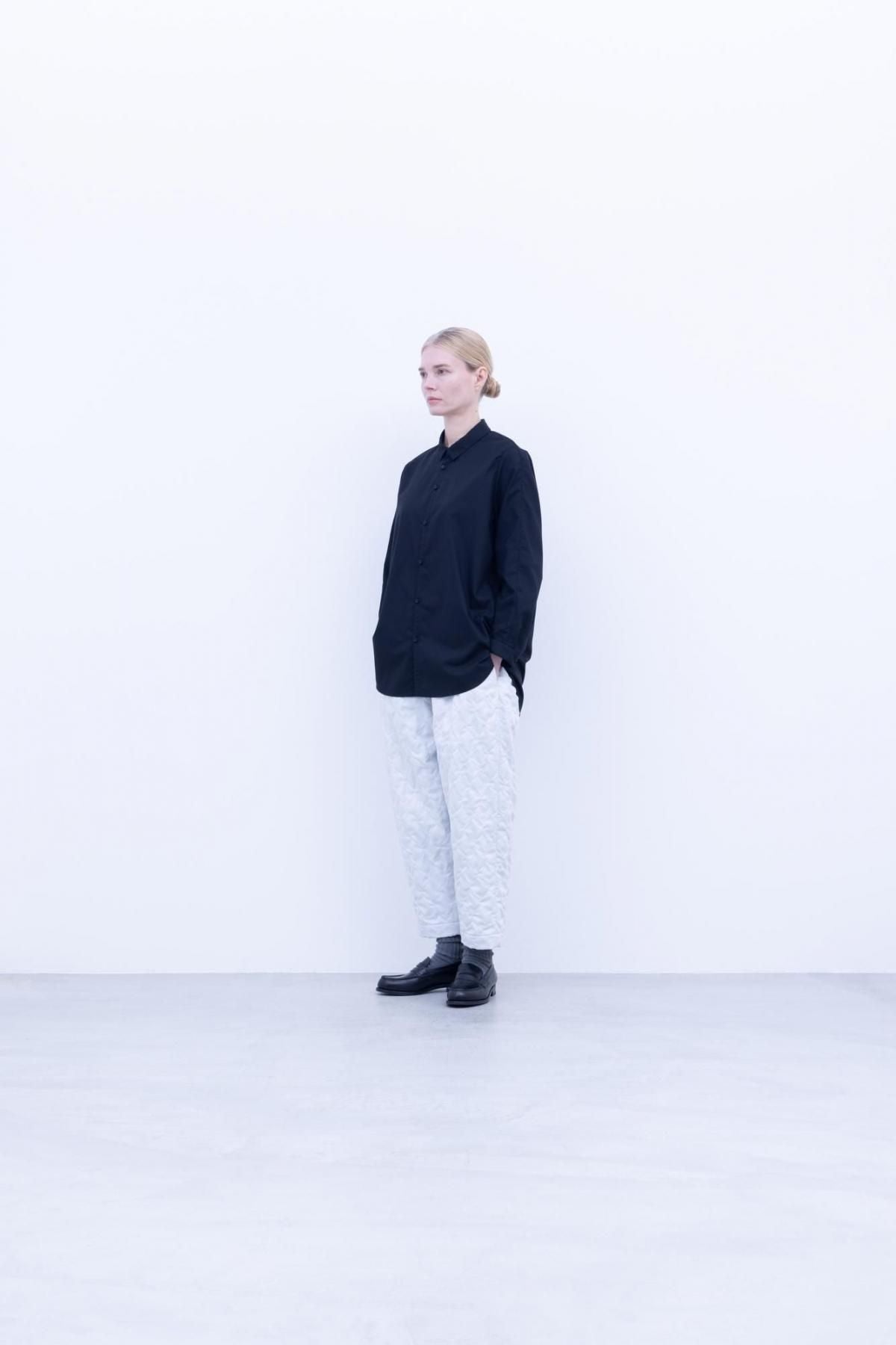 ポリエステル＆レーヨン・クリア ツイル　襟付きシャツ / Black［size 3_］