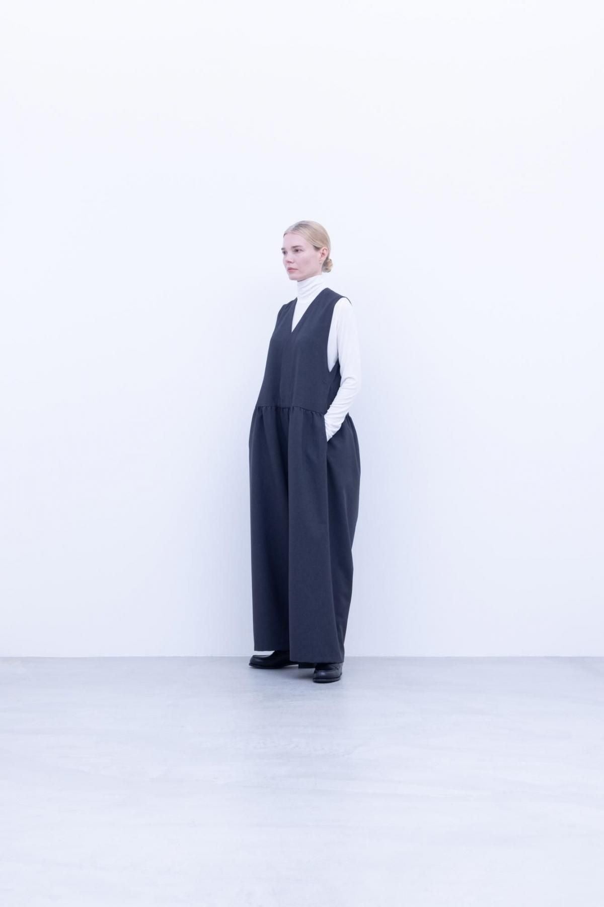 オクタグラムポリエステル・艶消平織　オーバーオール / Black［size 3_］