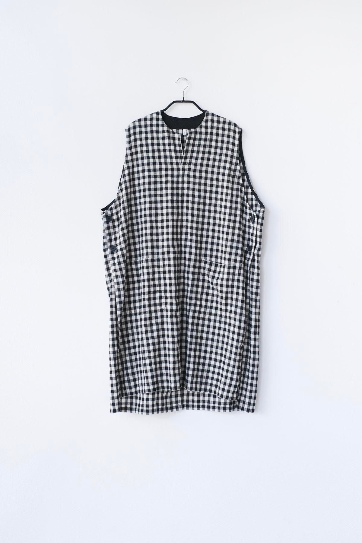 コットン＆リネン・チェック シーチング　エプロンベスト［size XS］