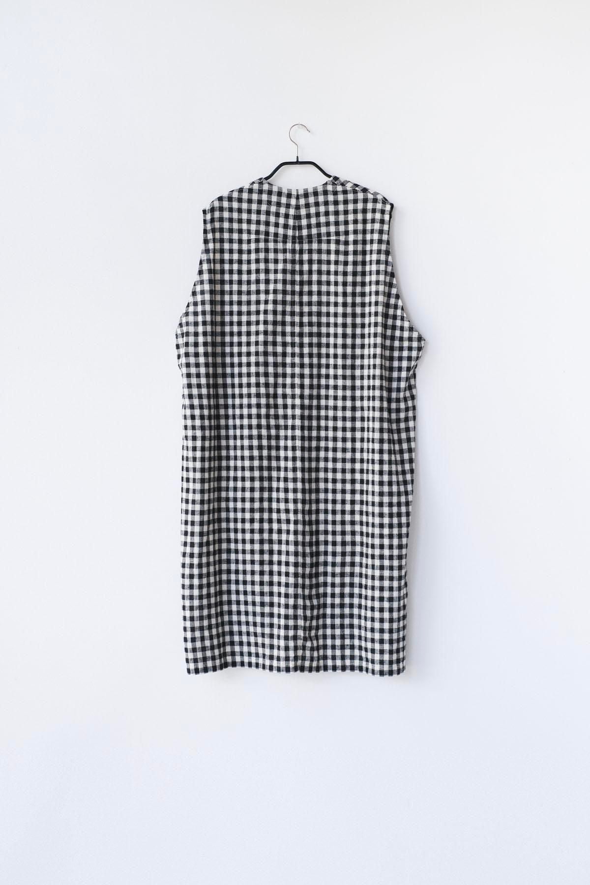 コットン＆リネン・チェック シーチング　エプロンベスト［size XS］