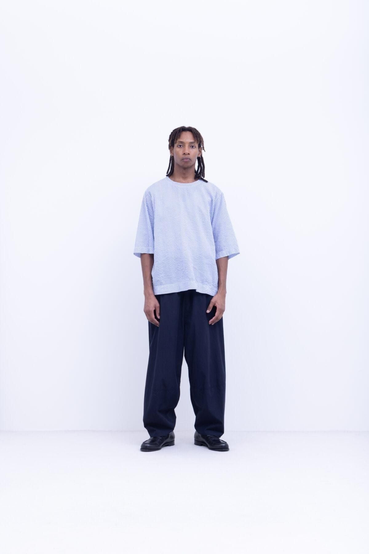 50s コットン タイプライター 　切り替えテーパードパンツ / Navy［size M］