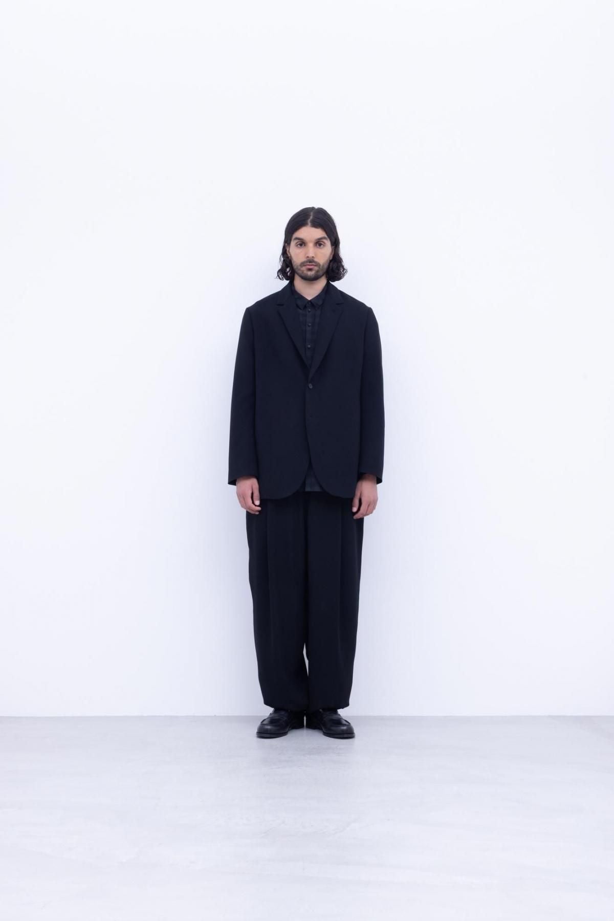 トリアセテート＆ポリエステル・ライトクレープダブルクロス　フルレングスパンツ / 99 deep black [size 5_]