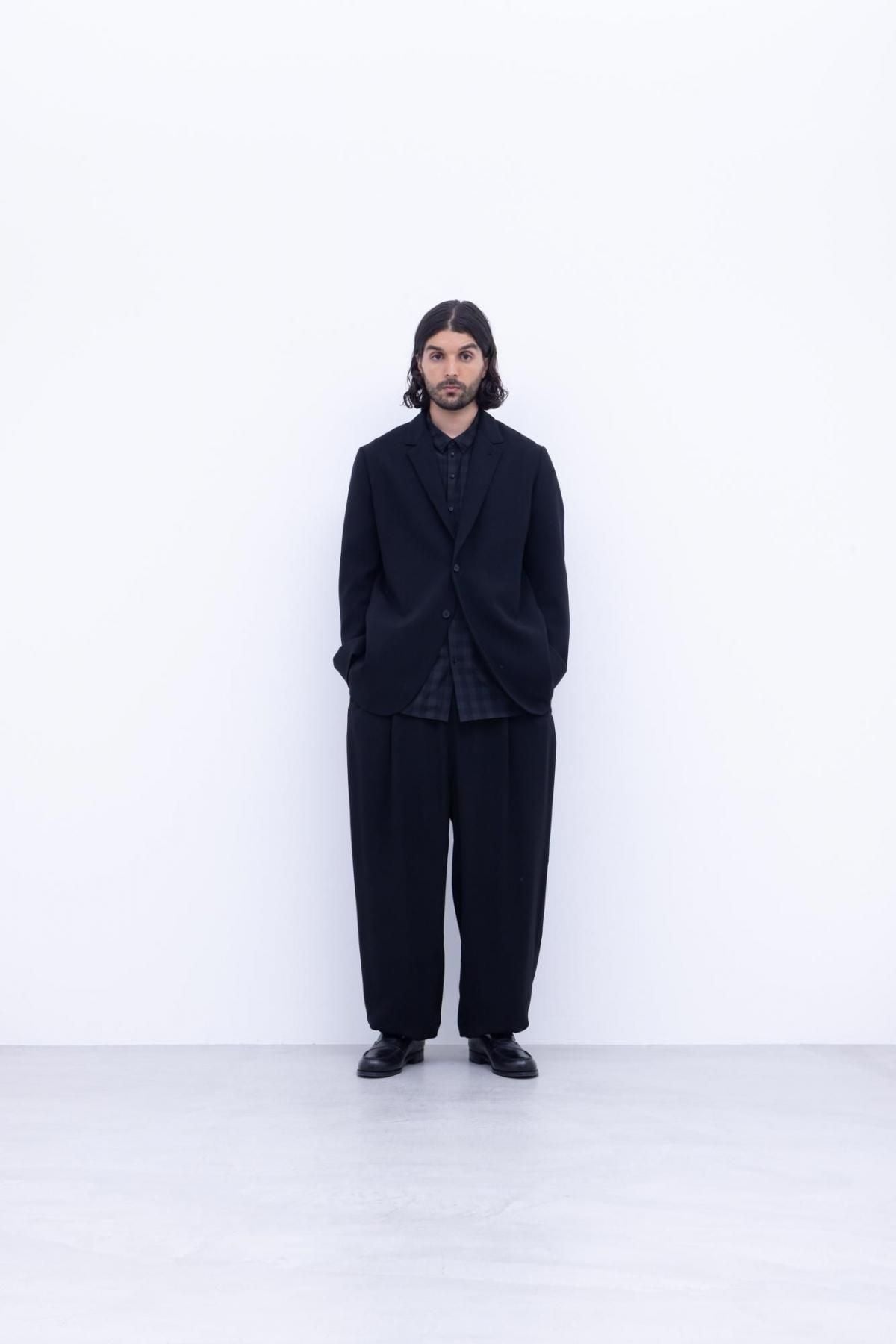トリアセテート＆ポリエステル・ライトクレープダブルクロス　フルレングスパンツ / 99 deep black [size 5_]