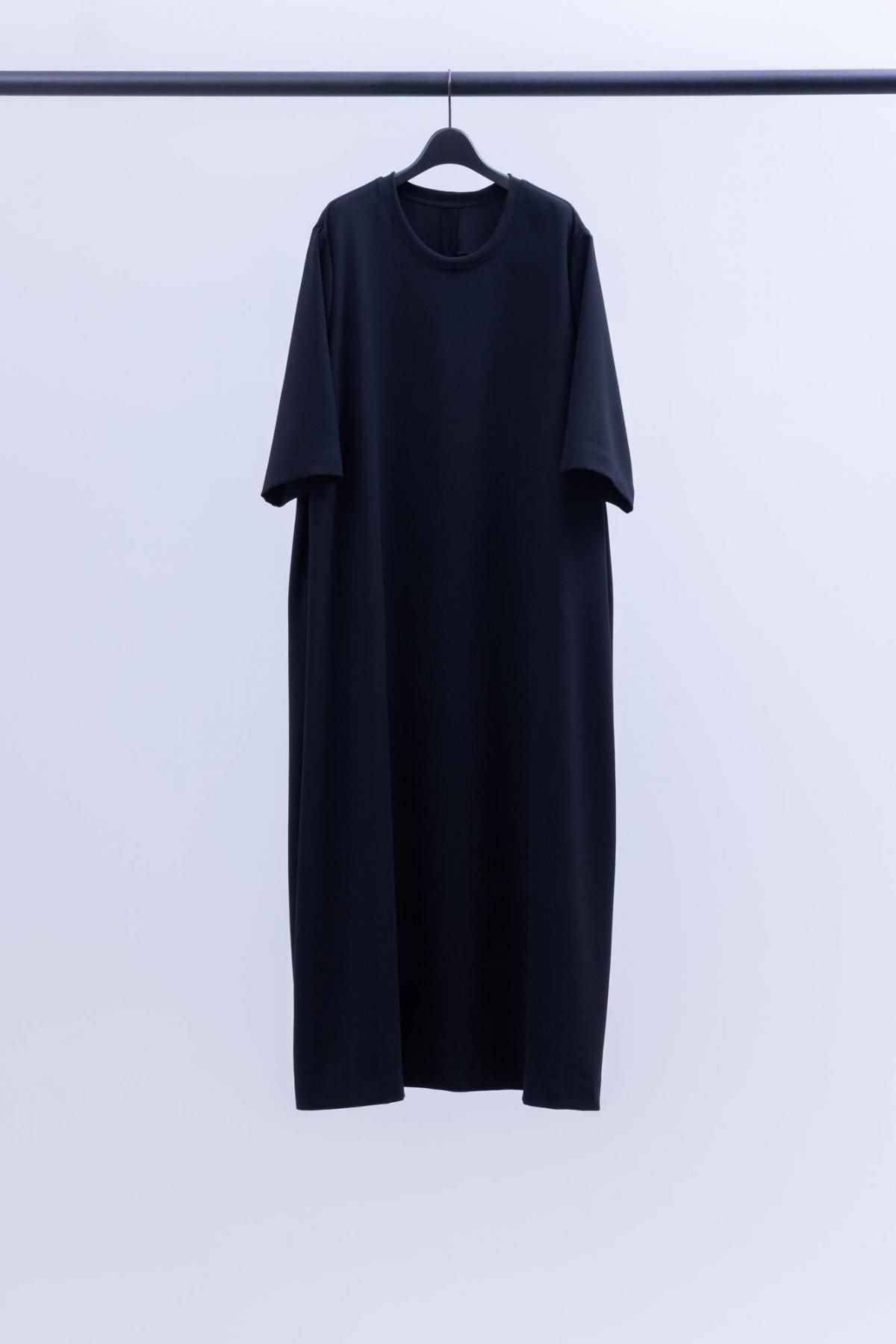 トリアセテート＆ポリエステル・ライトクレープダブルクロス　ロングワンピース / 99 deep black [size 3_]