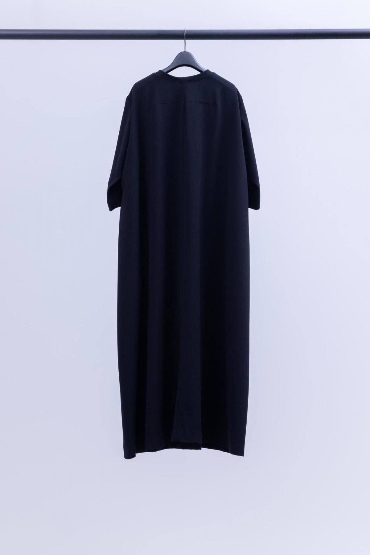 トリアセテート＆ポリエステル・ライトクレープダブルクロス　ロングワンピース / 99 deep black [size 3_]