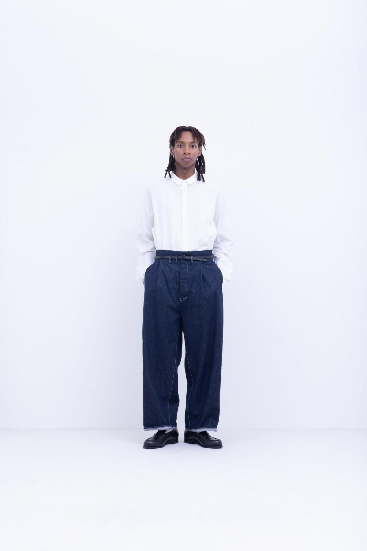 インディゴコットン・コモンセルビッチデニム　ワンタックセルビッチジーンズ / indigo [ size M ]