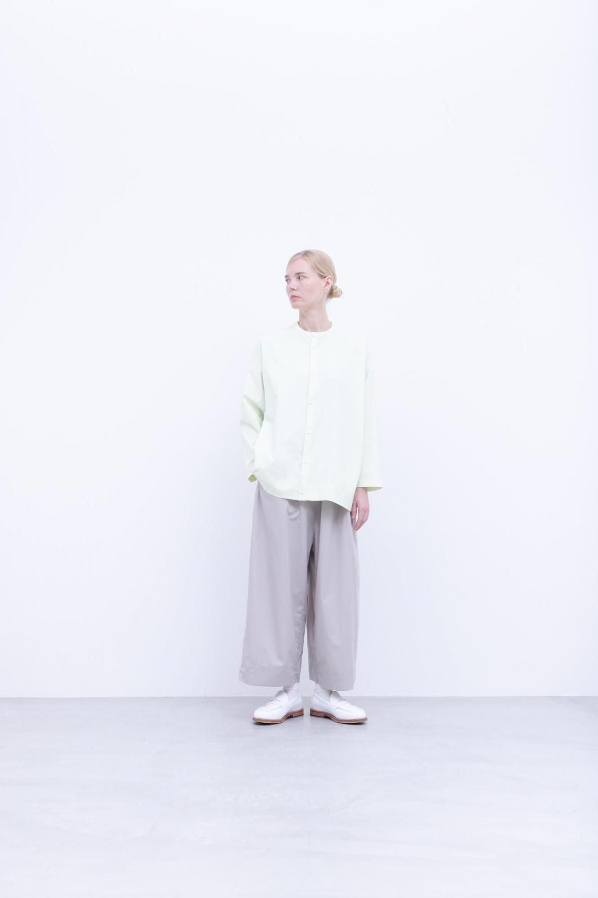 ストレッチポリエステル・マットタイプライター・クルーネックカーディガン / Lime［size 3_］