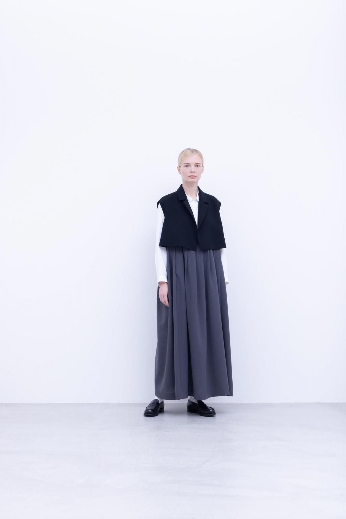スパンポリエステル・ドレープカルゼ　ジャンプタックワンピース / Slate grey［size 3_］