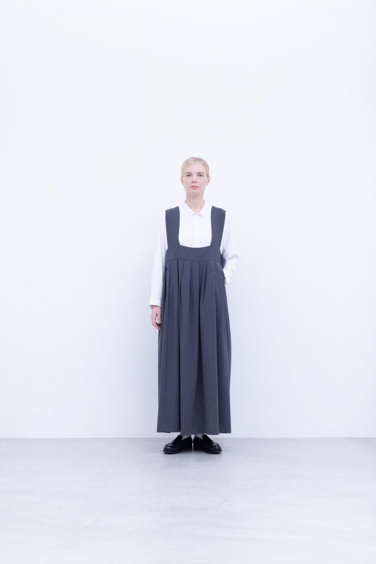 スパンポリエステル・ドレープカルゼ　ジャンプタックワンピース / Slate grey［size 3_］